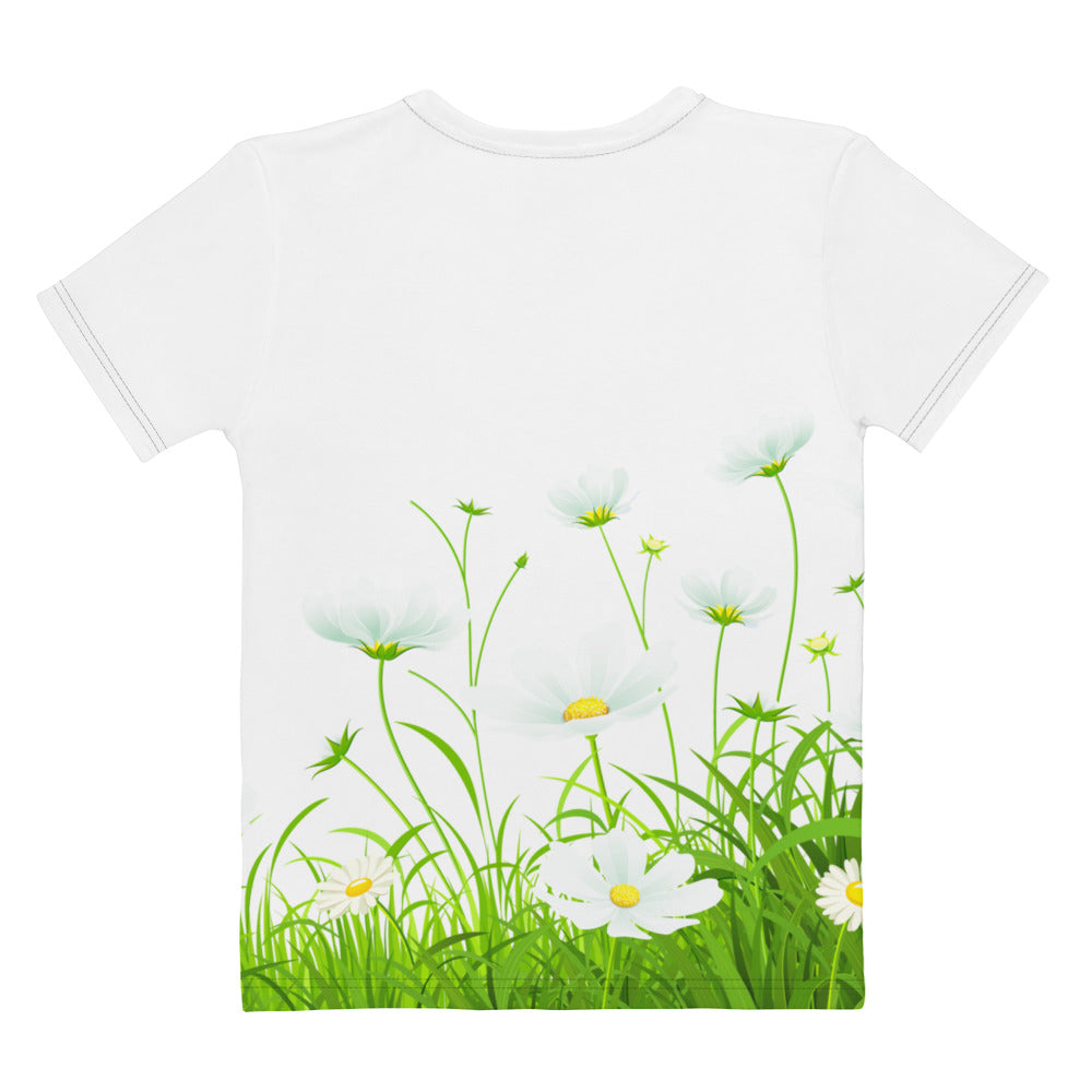 Women's All-Over Print Women's Crew Neck T-Shirt - Grass And Daisies - GRAPHIC T-SHIRTS