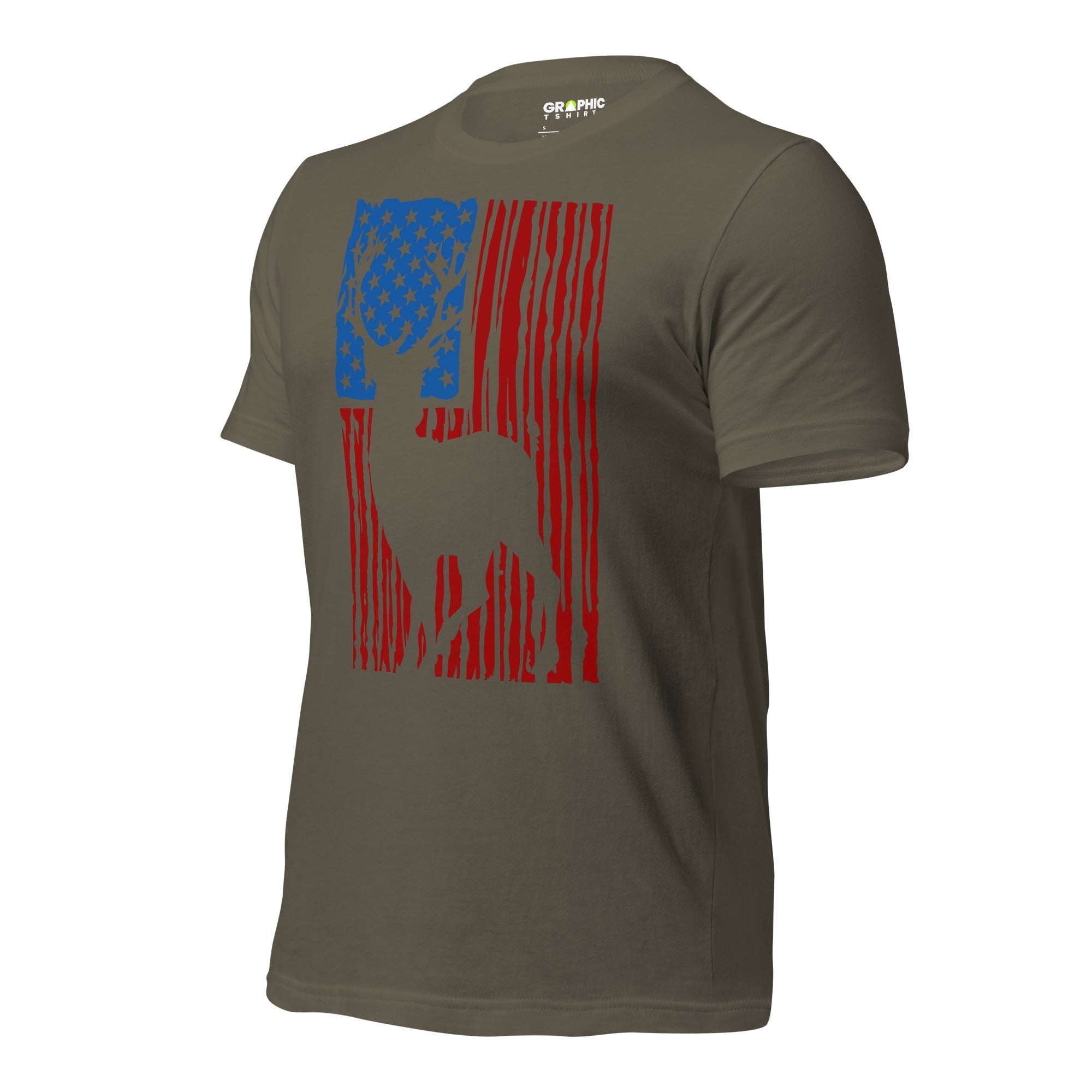 Men's Staple T-Shirt - Whitetail Deer American Flag - GRAPHIC T-SHIRTS