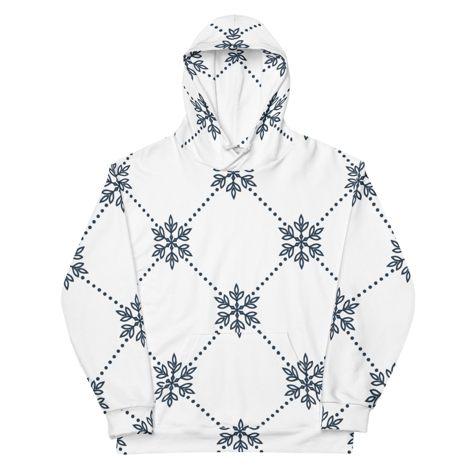 Unisex All-Over Print Hoodie - Black Damask Snowflake Pattern - GRAPHIC T-SHIRTS