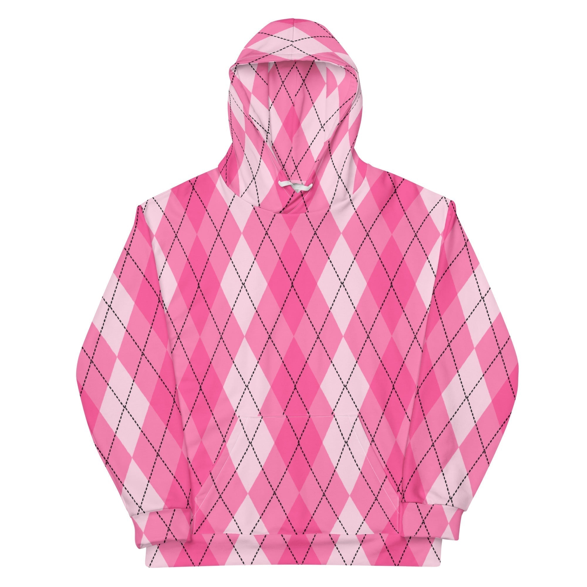 Unisex All-Over Print Hoodie - Pink Argyle - GRAPHIC T-SHIRTS