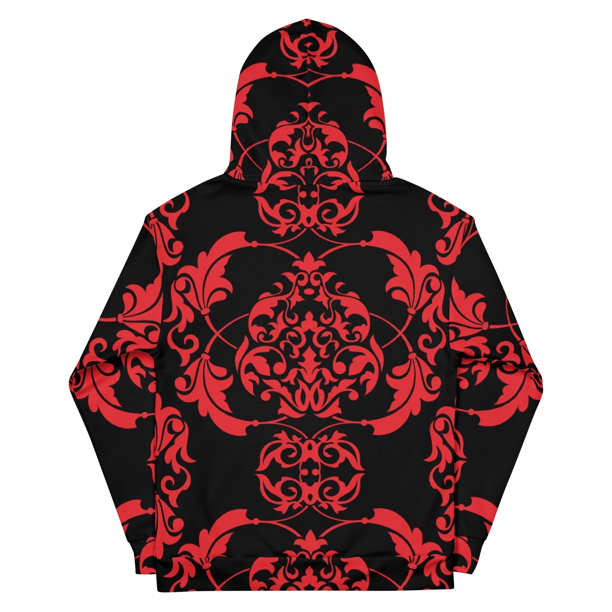 Unisex All-Over Print Hoodie - Red And Black Floral Euclidean European Pattern - GRAPHIC T-SHIRTS