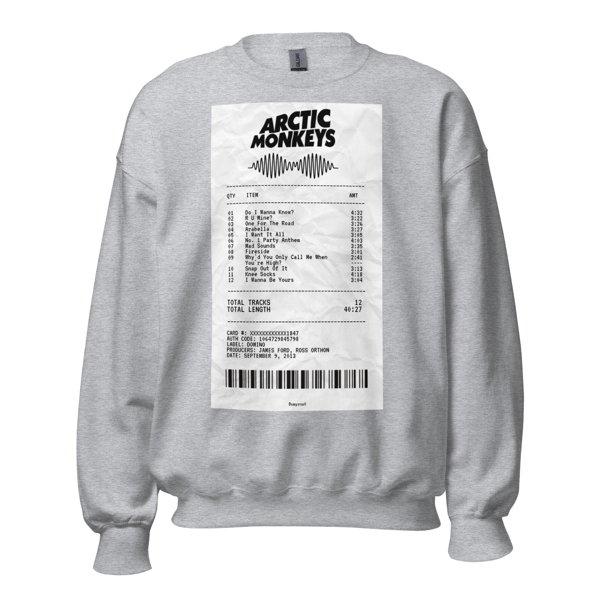 Unisex Crew Neck Sweatshirt - Arctic Monkeys Receipt - GRAPHIC T-SHIRTS