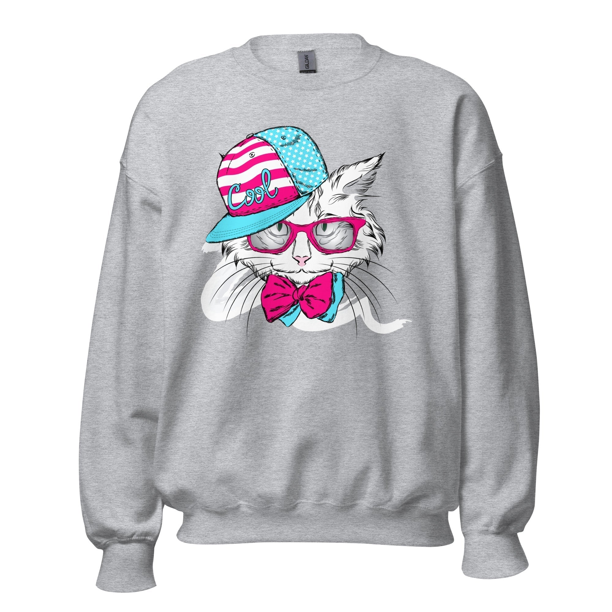Unisex Crew Neck Sweatshirt - Cool Cat - GRAPHIC T-SHIRTS