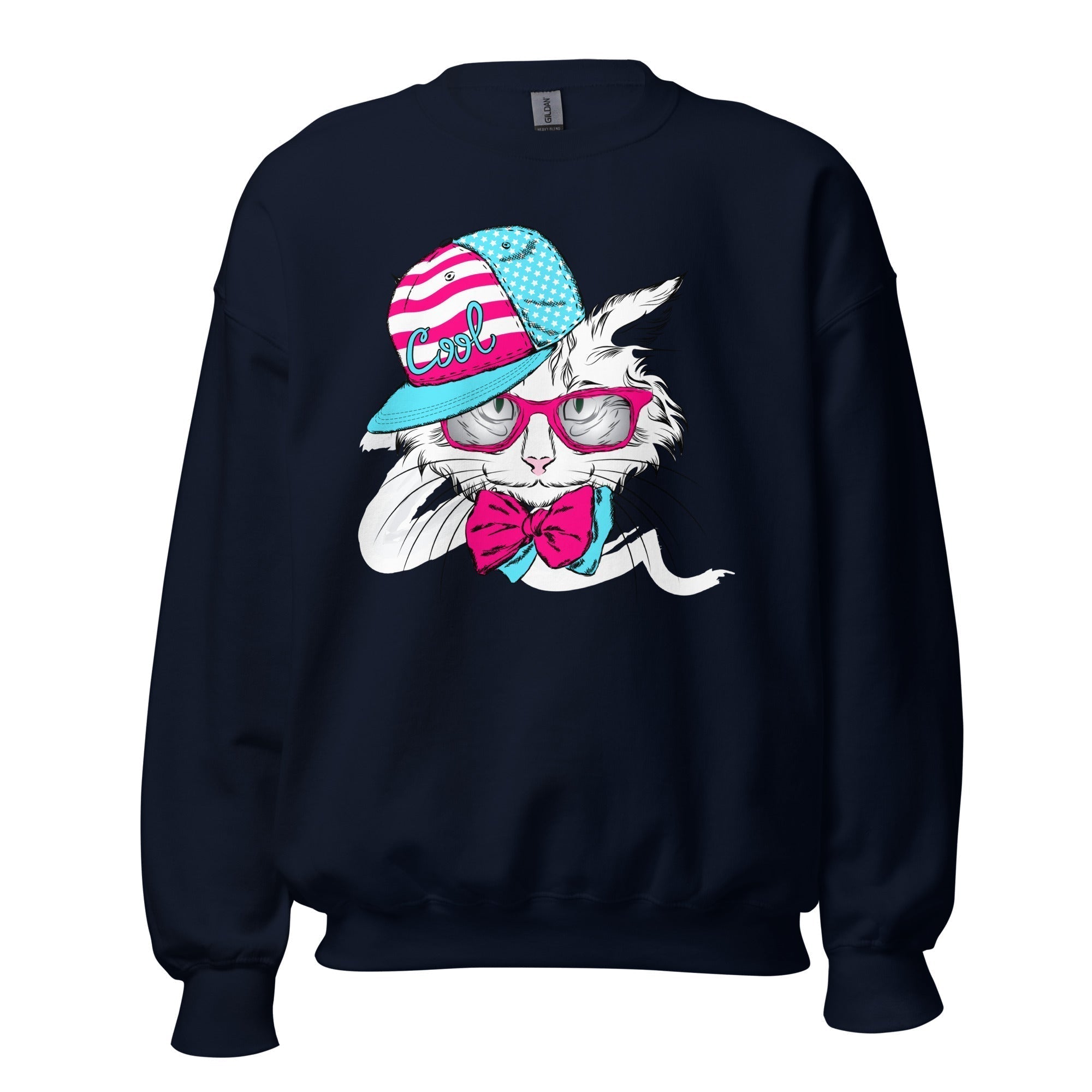Unisex Crew Neck Sweatshirt - Cool Cat - GRAPHIC T-SHIRTS