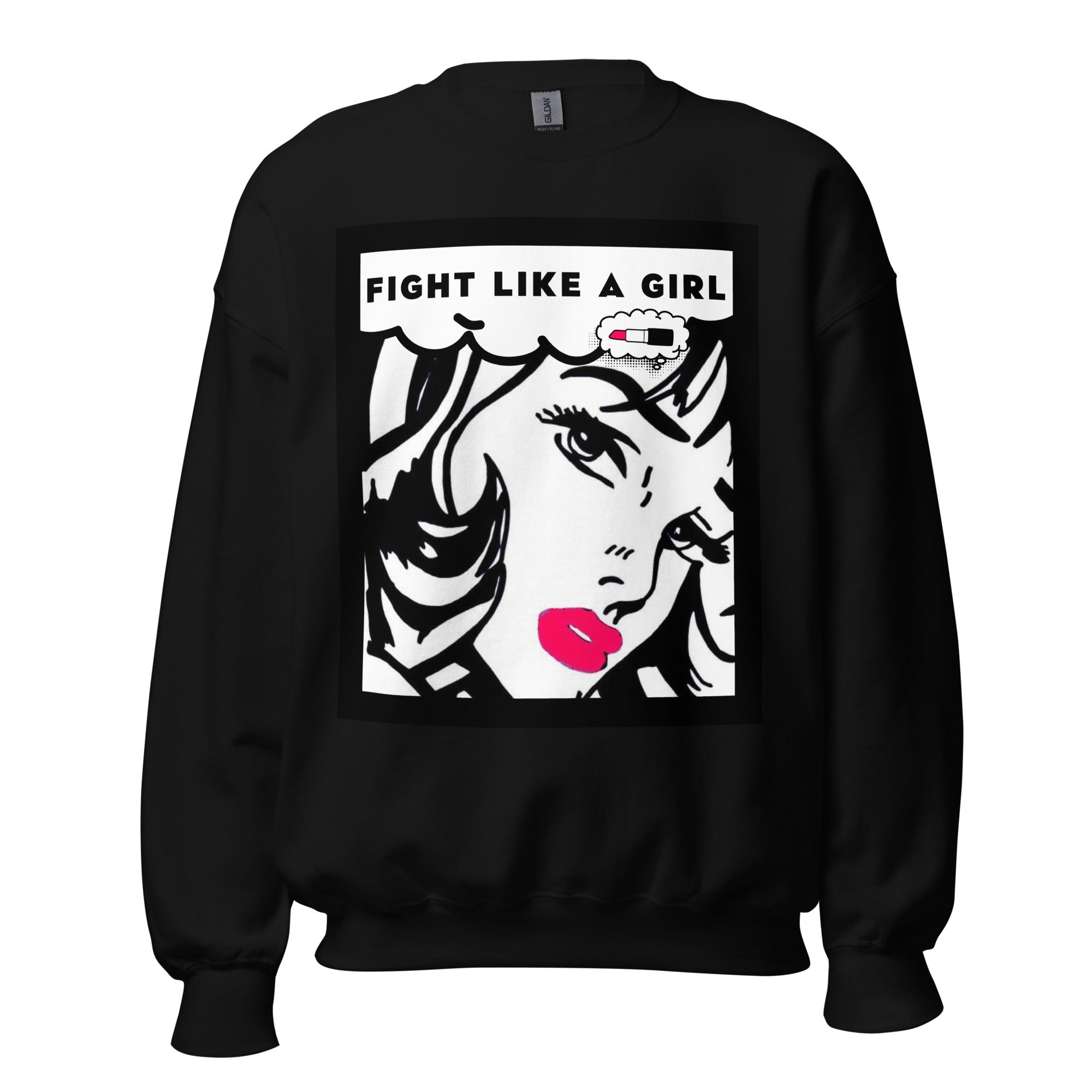 Unisex Crew Neck Sweatshirt - Fight Like A Girl Pop Art - GRAPHIC T-SHIRTS