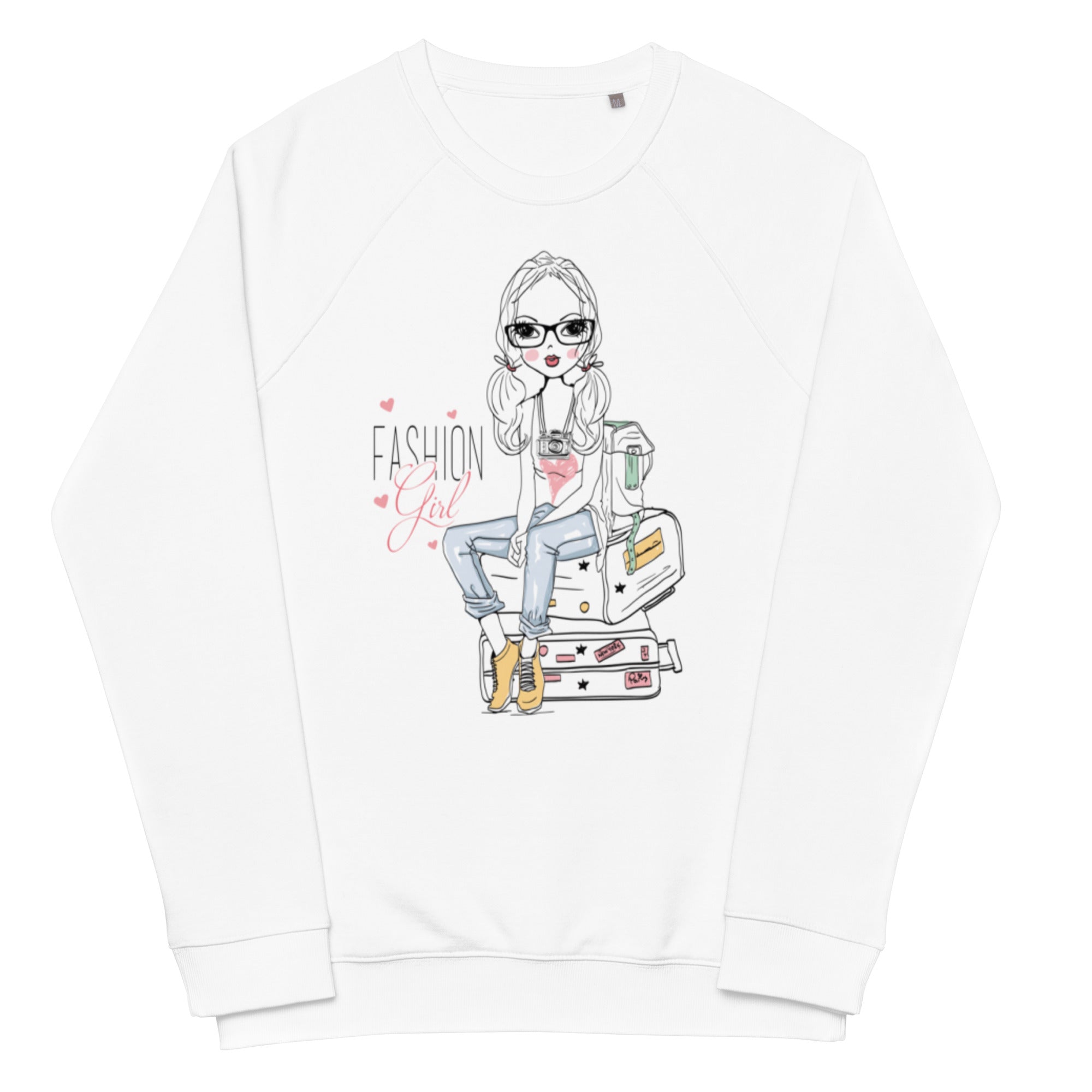 Unisex Organic Raglan Sweatshirt - Fashion Girl - GRAPHIC T-SHIRTS