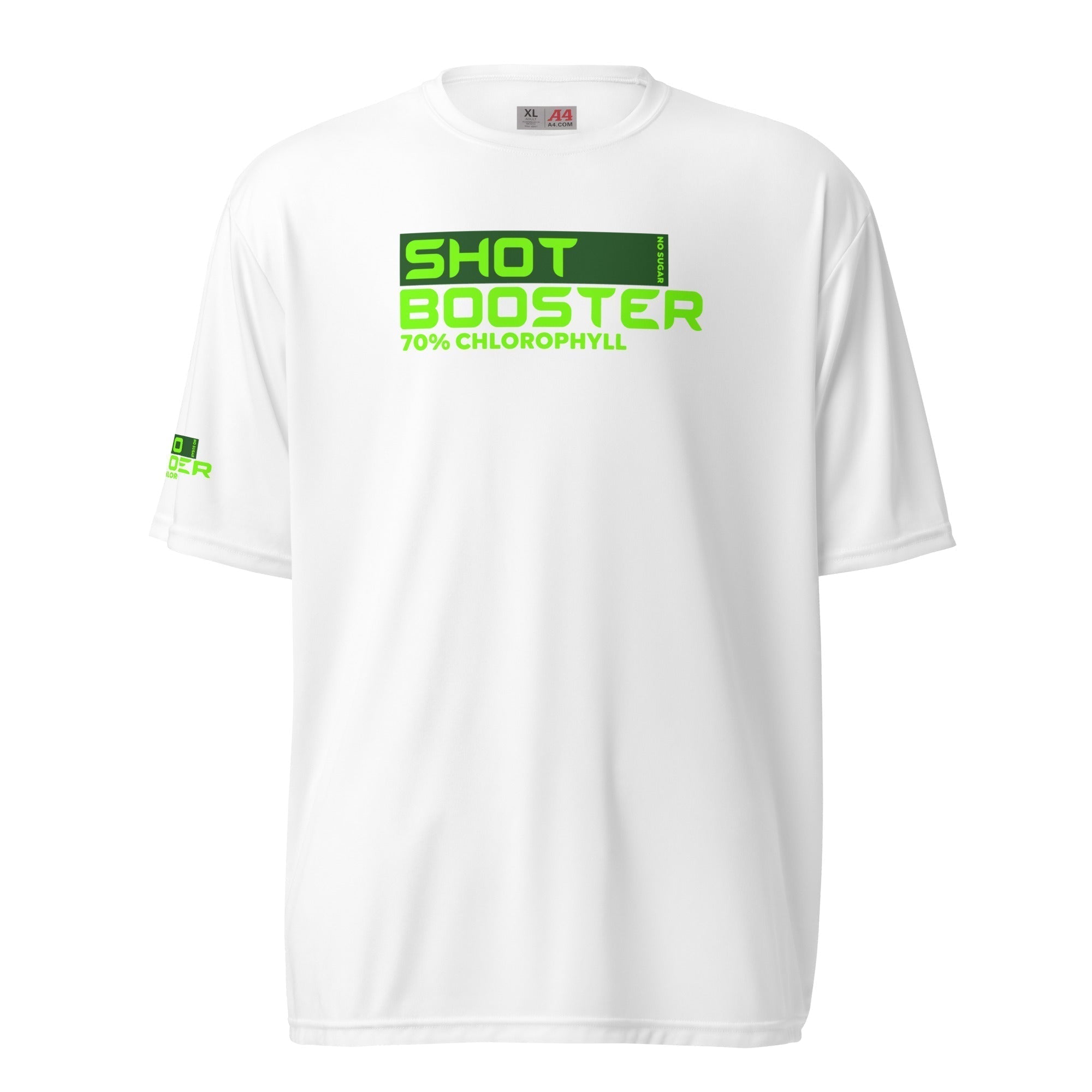 Unisex Performance Crew Neck T-Shirt - Shot Booster 70% Chlorophyll No Sugar - GRAPHIC T-SHIRTS