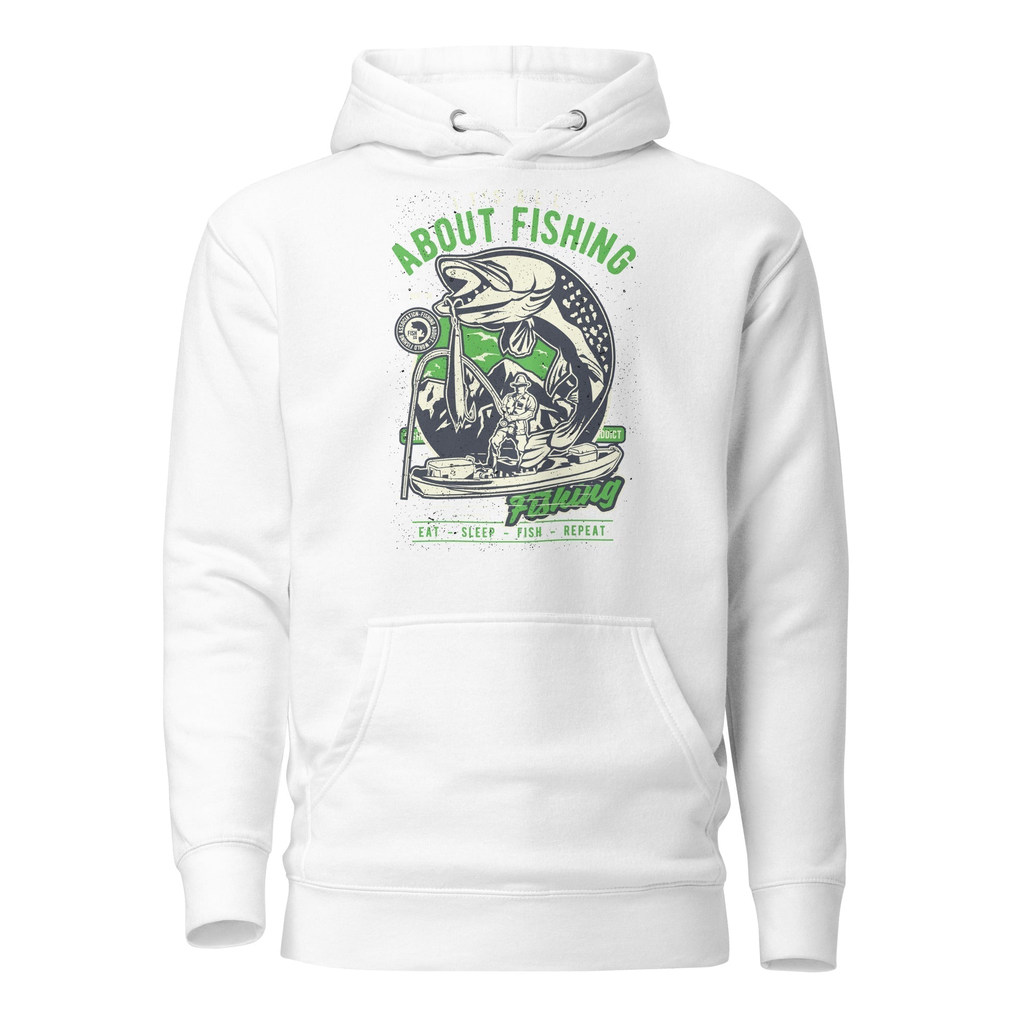 Unisex Premium Hoodie - Cotton Heritage - It's All About Fishing Eat Sleep Fish Repeat - GRAPHIC T-SHIRTS