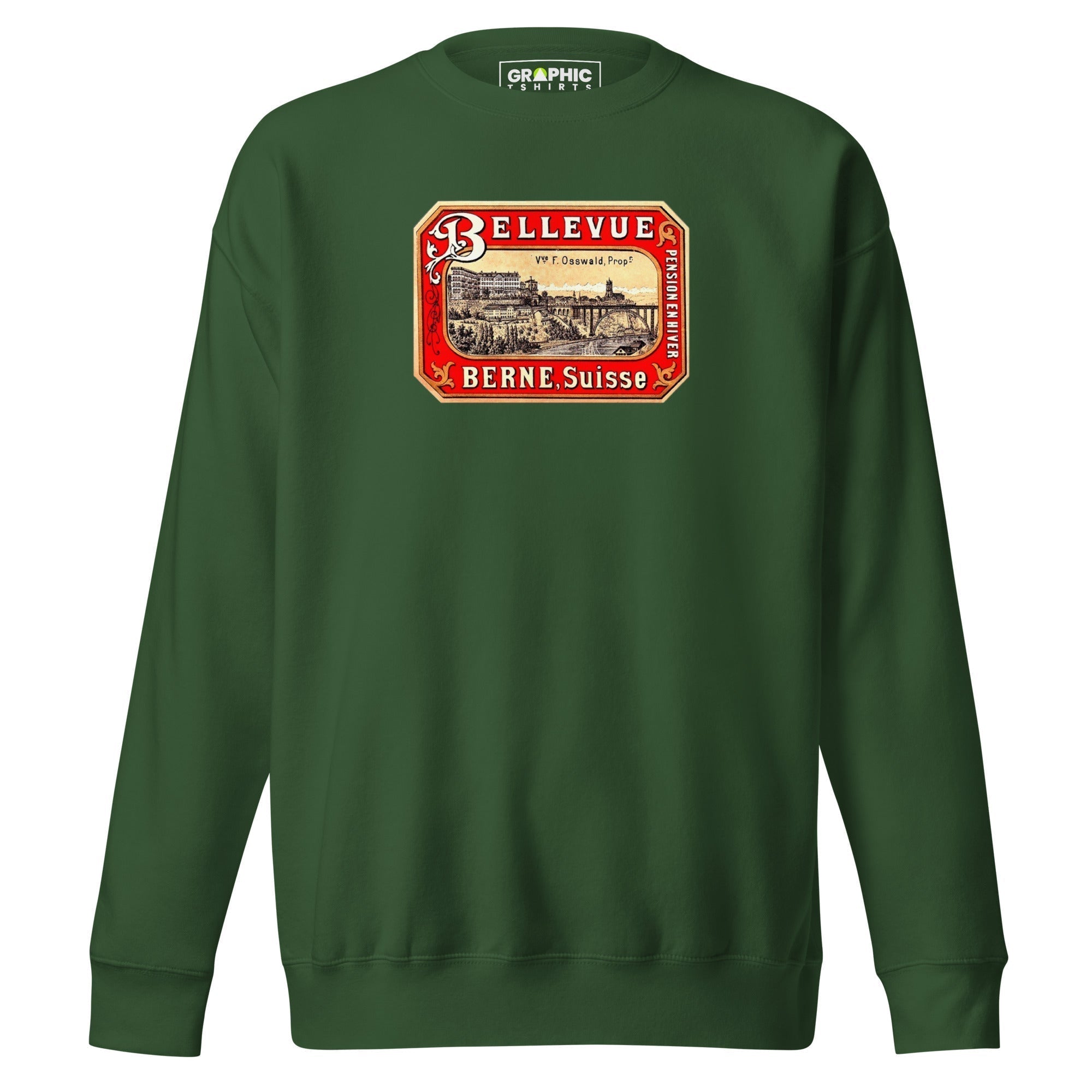 Unisex Premium Sweatshirt - Bellevue Hotel Berne Switzerland Vintage - GRAPHIC T-SHIRTS