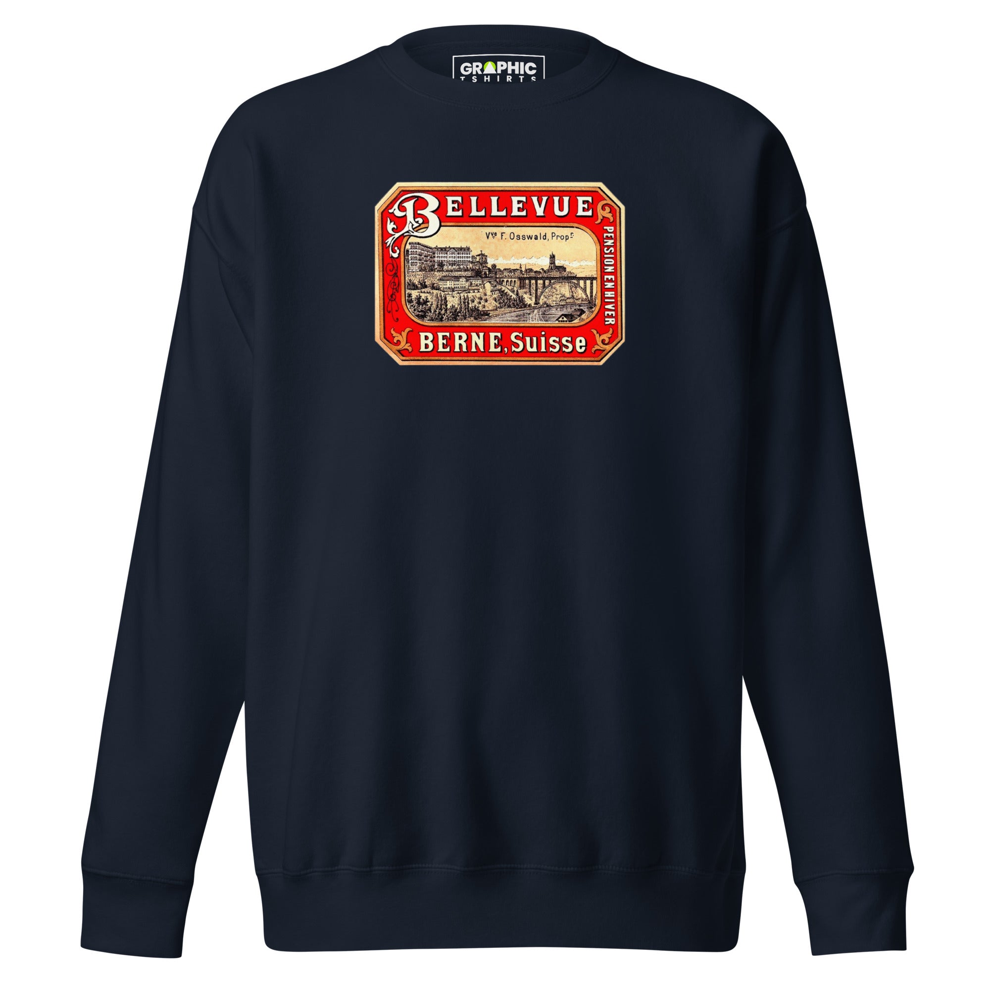 Unisex Premium Sweatshirt - Bellevue Hotel Berne Switzerland Vintage - GRAPHIC T-SHIRTS