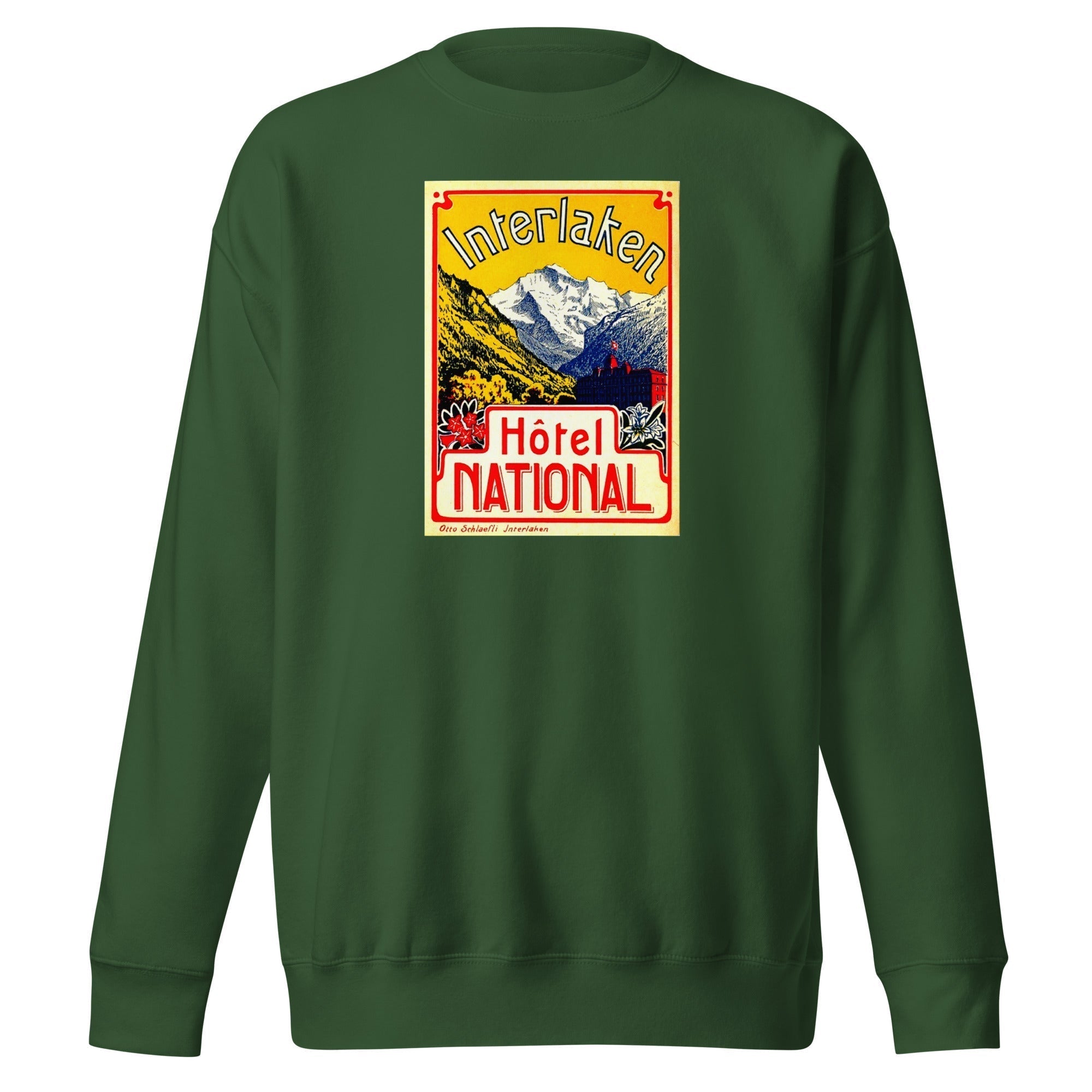 Unisex Premium Sweatshirt - Hotel National Interlaken Switzerland Vintage - GRAPHIC T-SHIRTS
