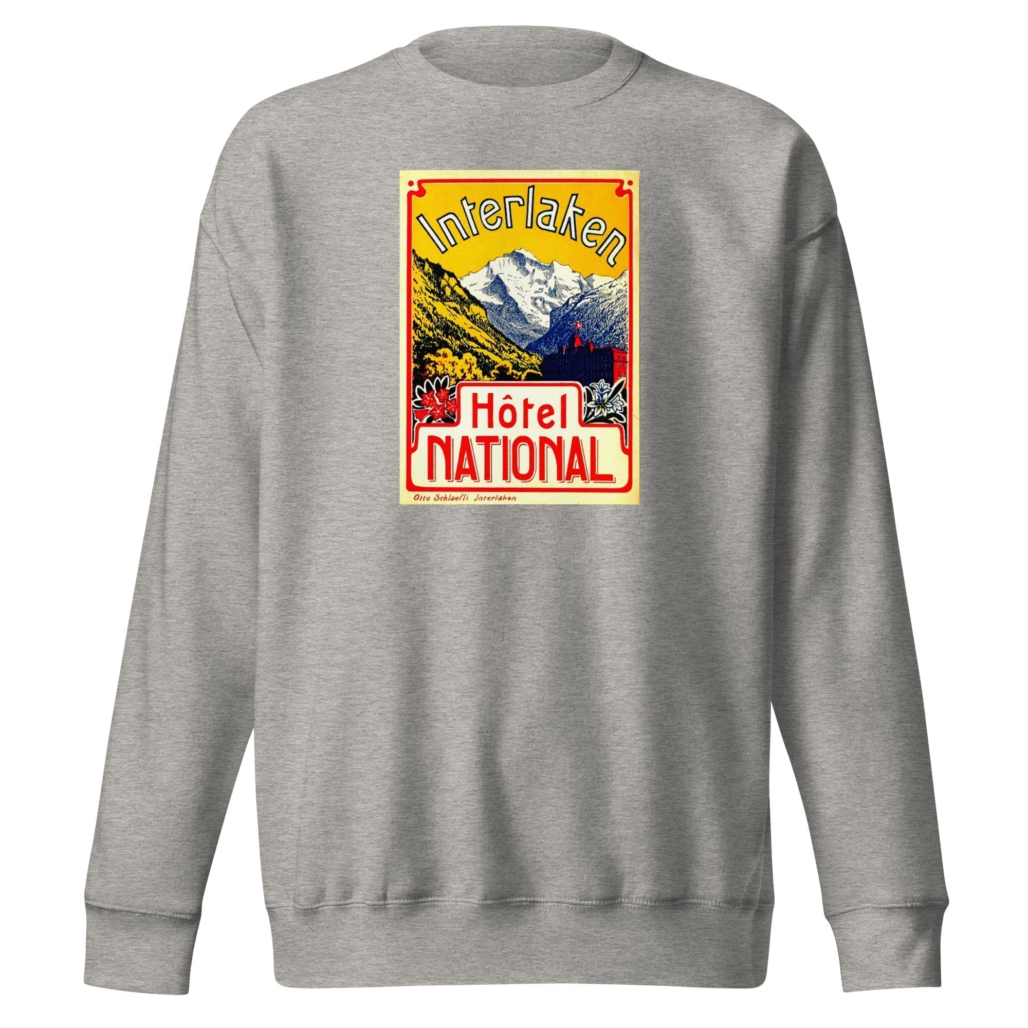 Unisex Premium Sweatshirt - Hotel National Interlaken Switzerland Vintage - GRAPHIC T-SHIRTS