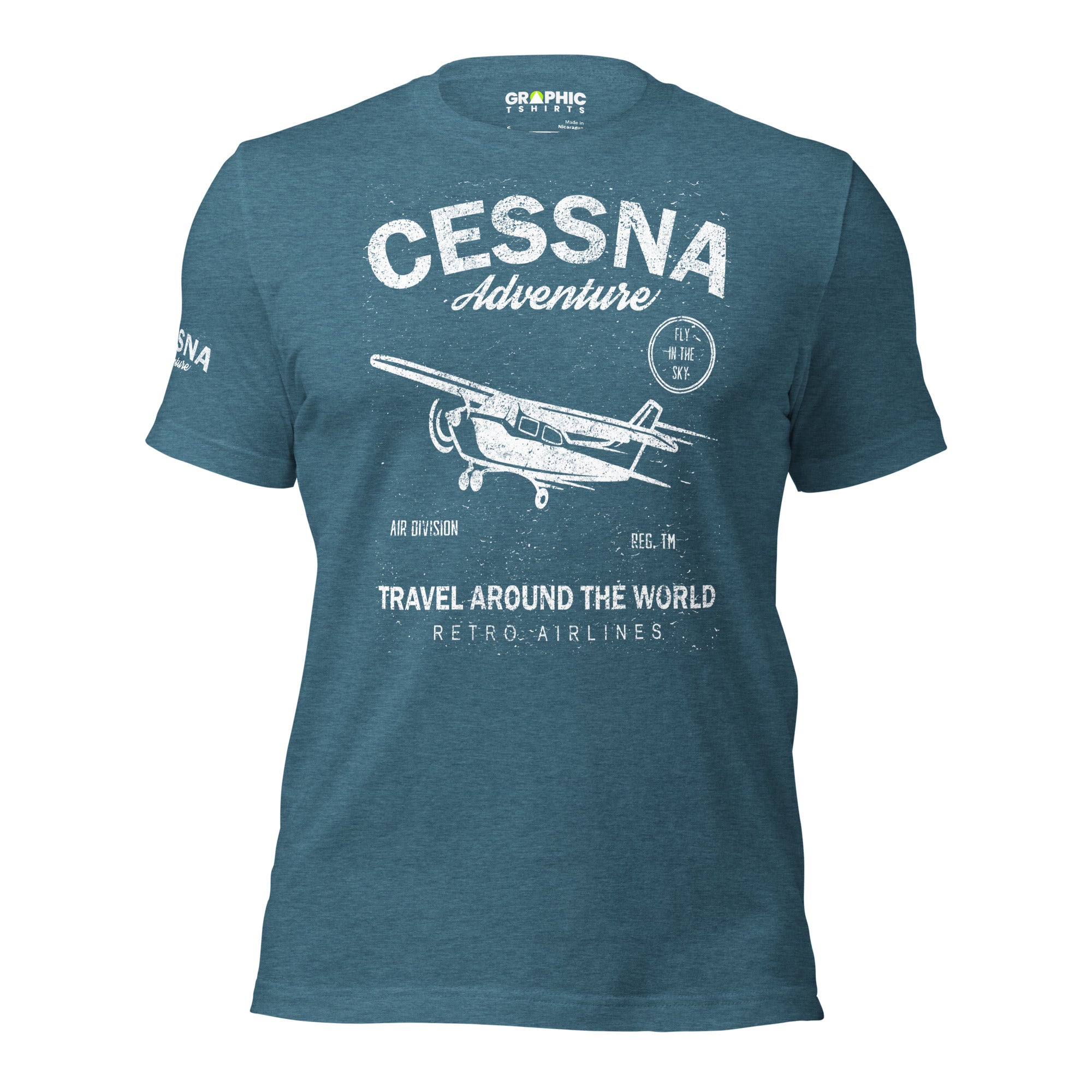 Unisex Staple T-Shirt - Cessna Adventure Travel Around The World Retro Airlines - GRAPHIC T-SHIRTS