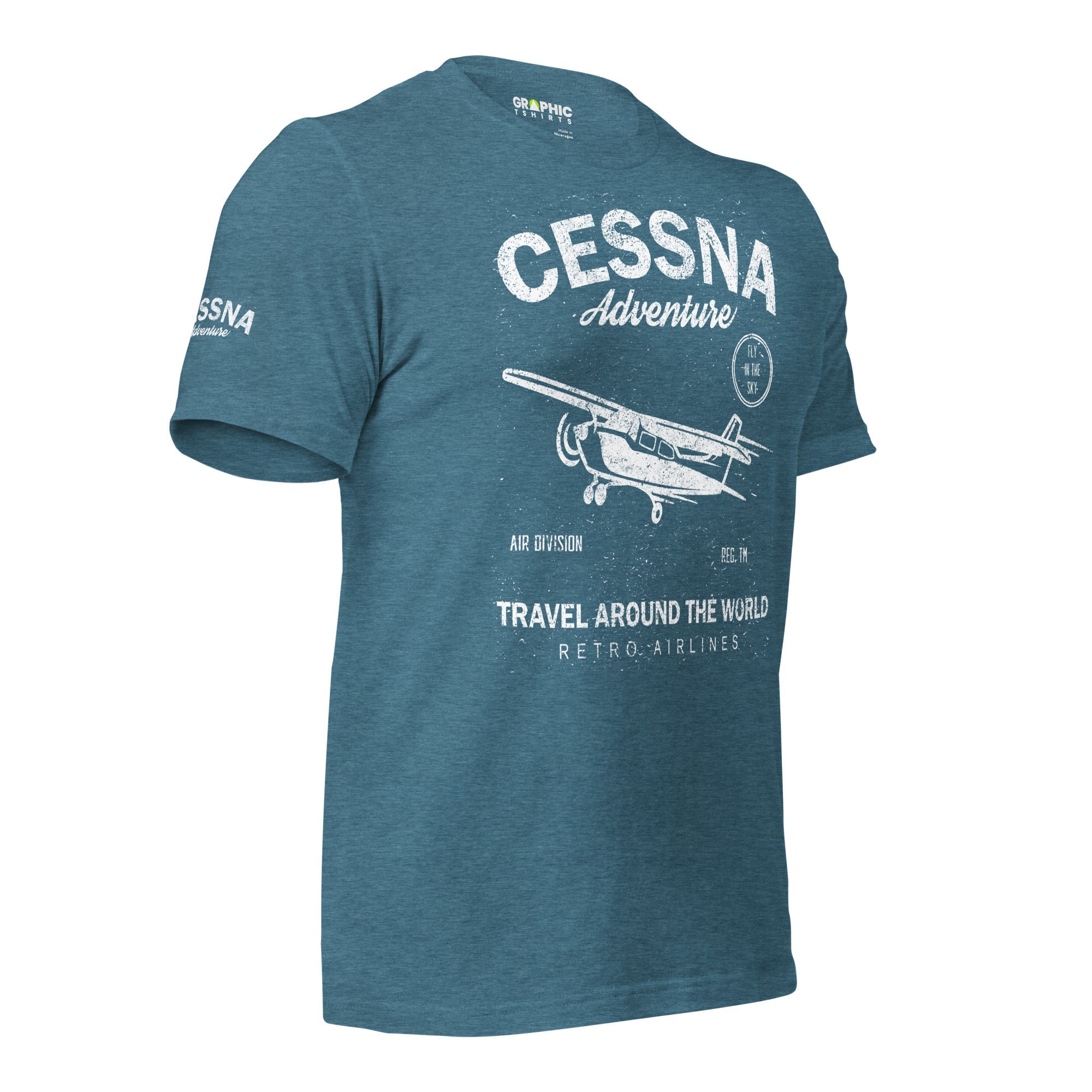 Unisex Staple T-Shirt - Cessna Adventure Travel Around The World Retro Airlines - GRAPHIC T-SHIRTS
