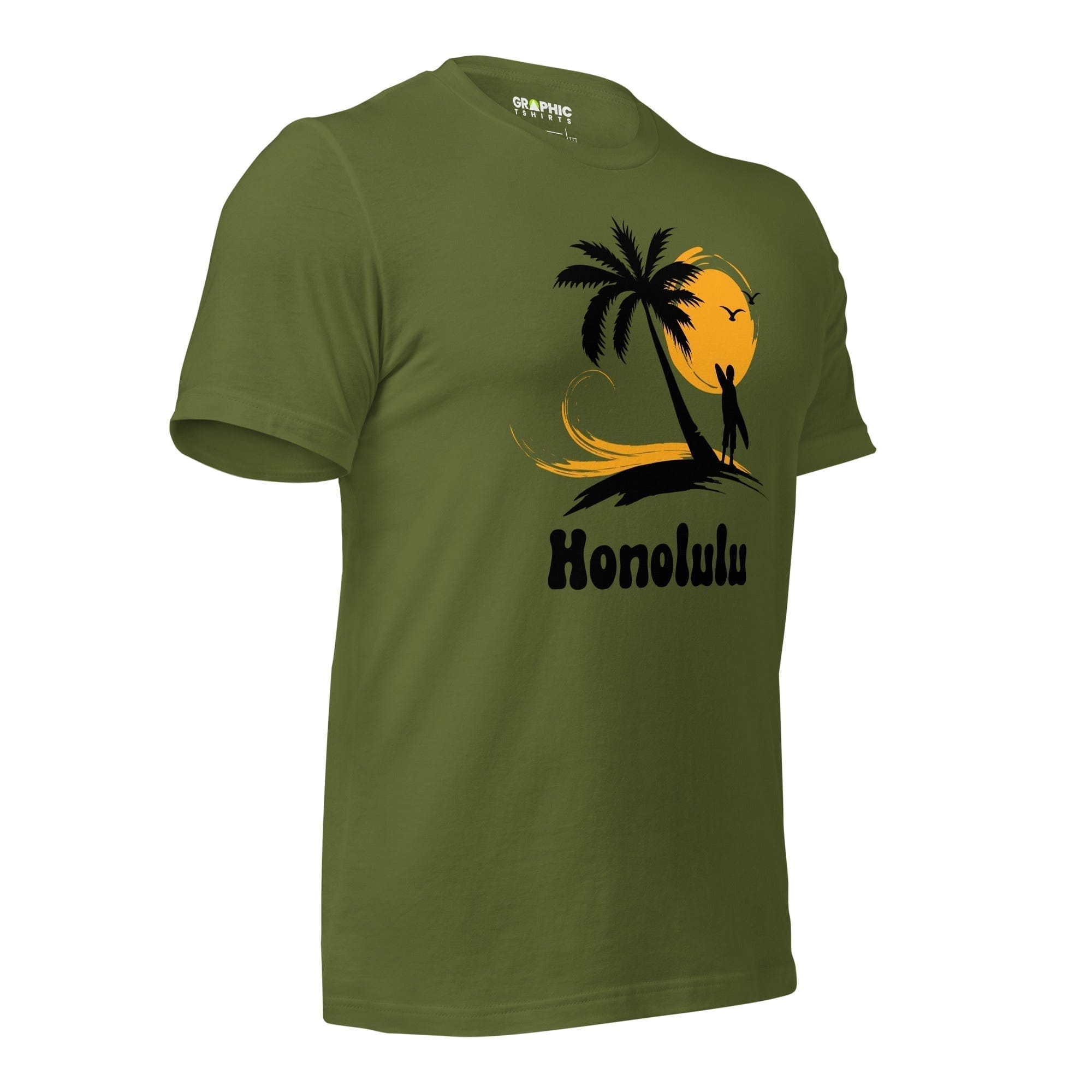 Unisex Staple T-Shirt - Honolulu Vintage Sunset Surfer - GRAPHIC T-SHIRTS