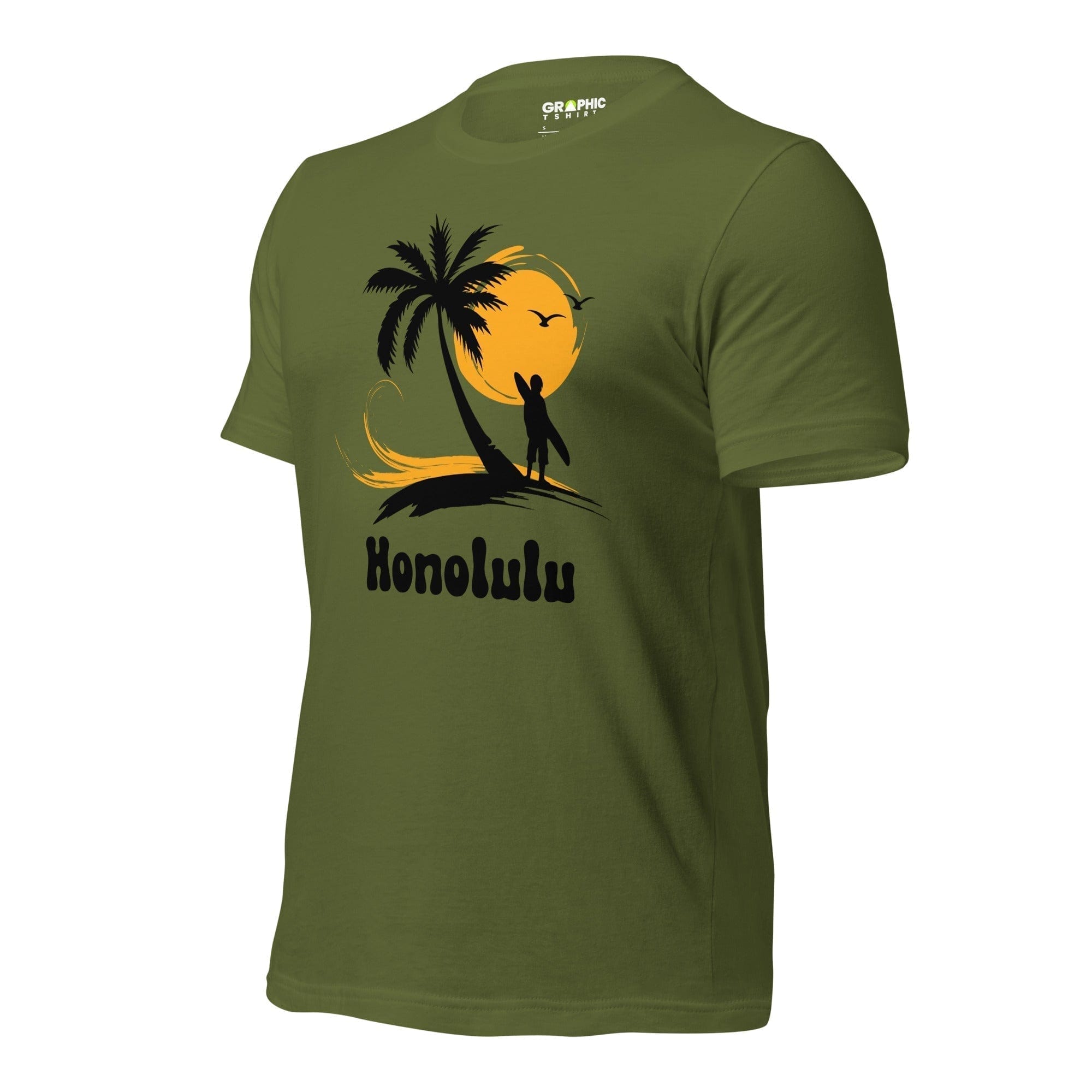 Unisex Staple T-Shirt - Honolulu Vintage Sunset Surfer - GRAPHIC T-SHIRTS