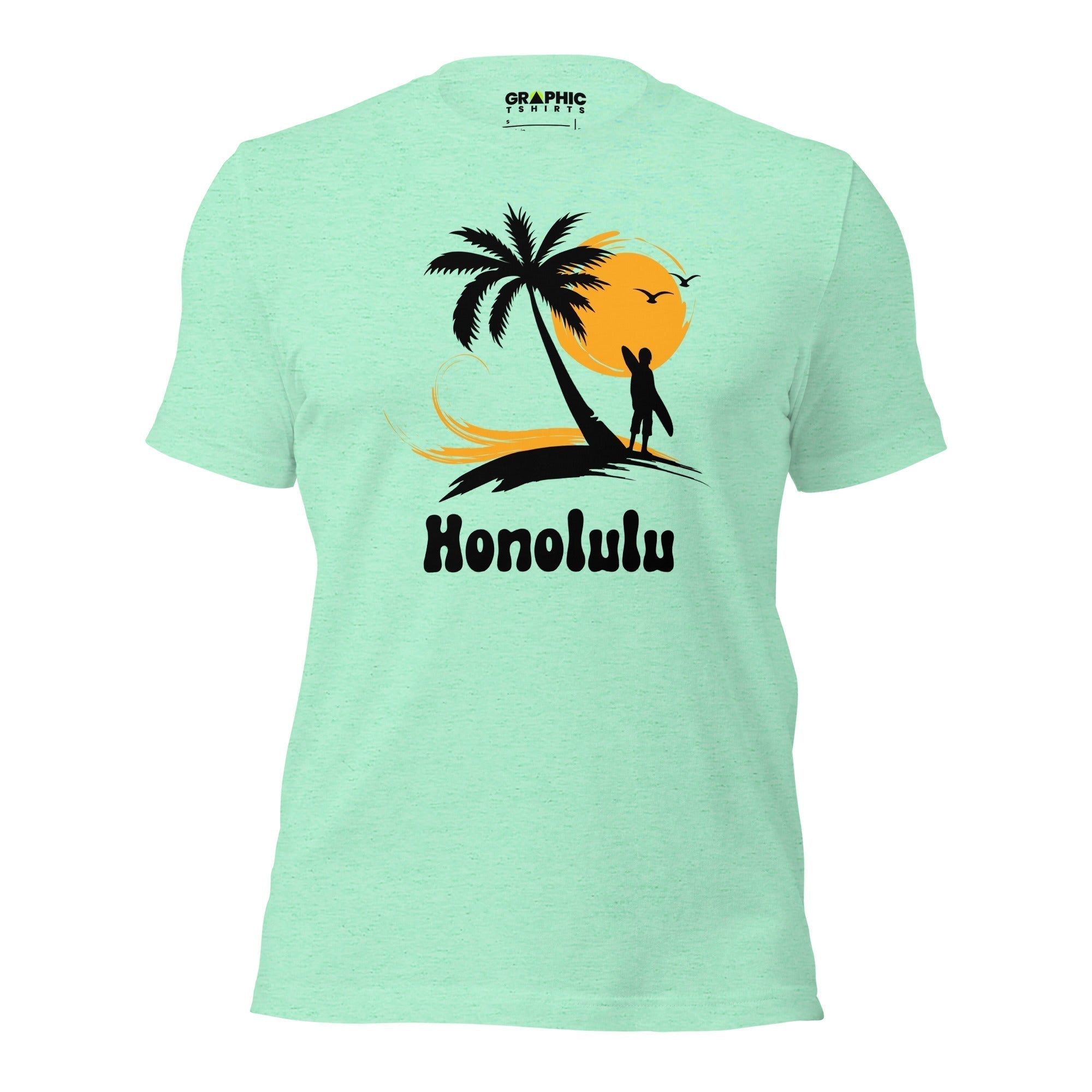 Unisex Staple T-Shirt - Honolulu Vintage Sunset Surfer - GRAPHIC T-SHIRTS