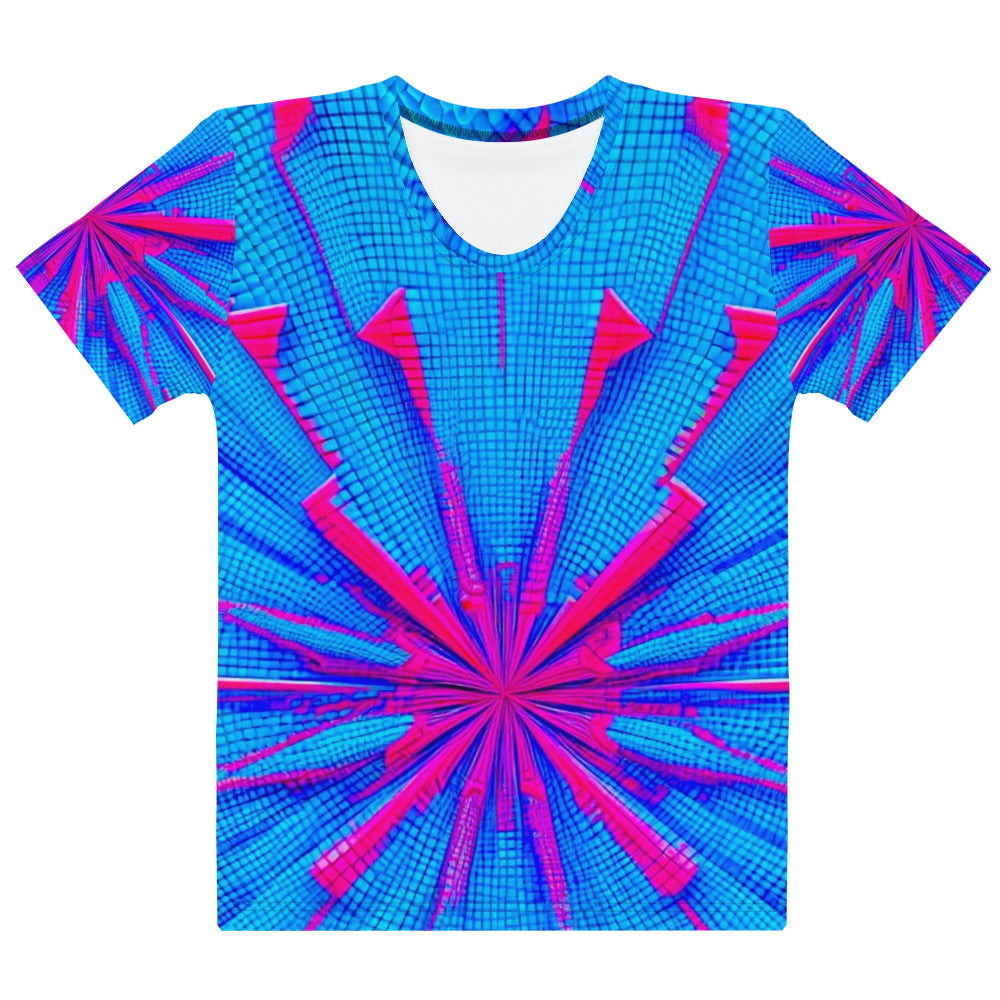 Women's All-Over Print Crew Neck T-Shirt - 3D Anaglyph Graphic Art - GRAPHIC T-SHIRTS