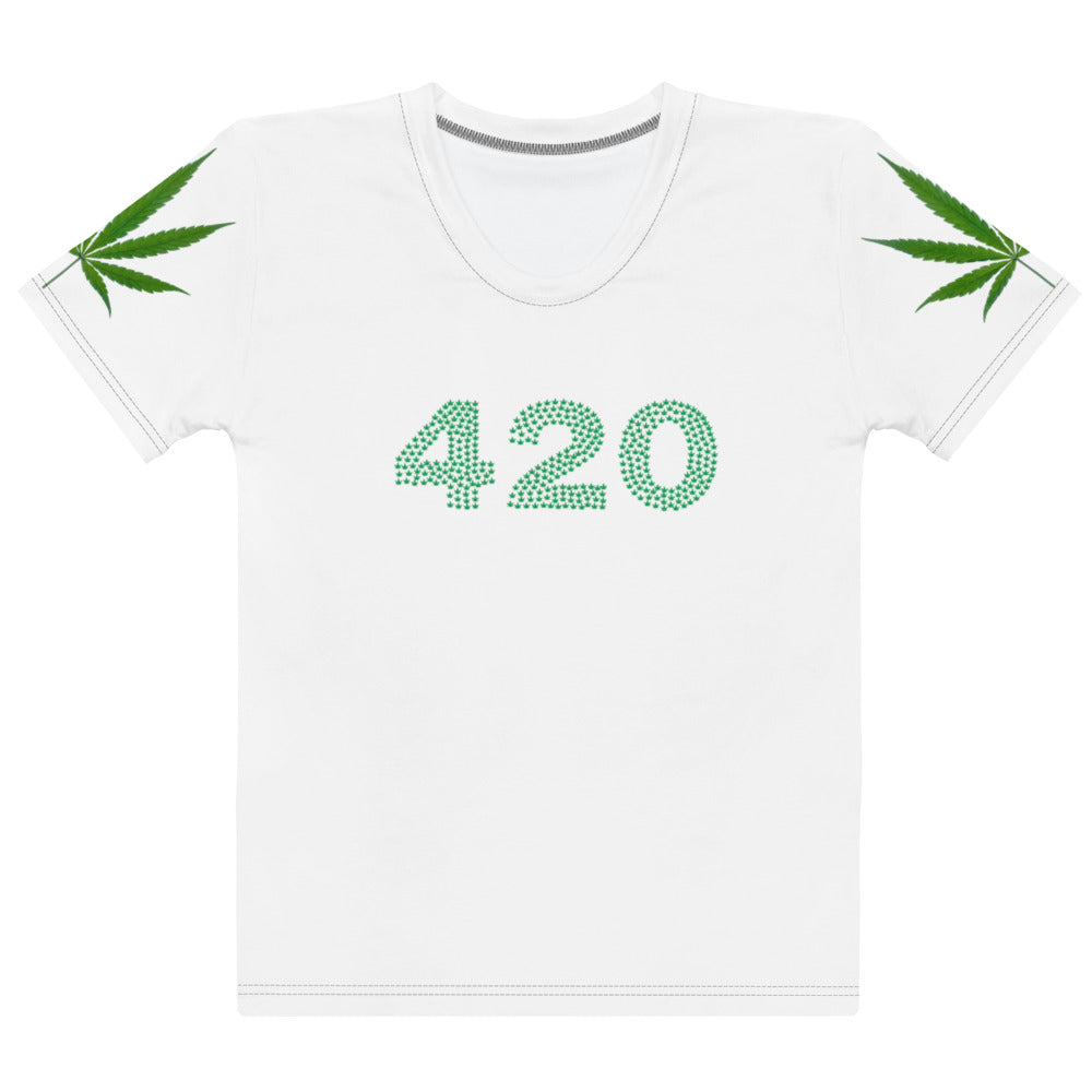 Women's All-Over Print Crew Neck T-Shirt - 420 Love - GRAPHIC T-SHIRTS