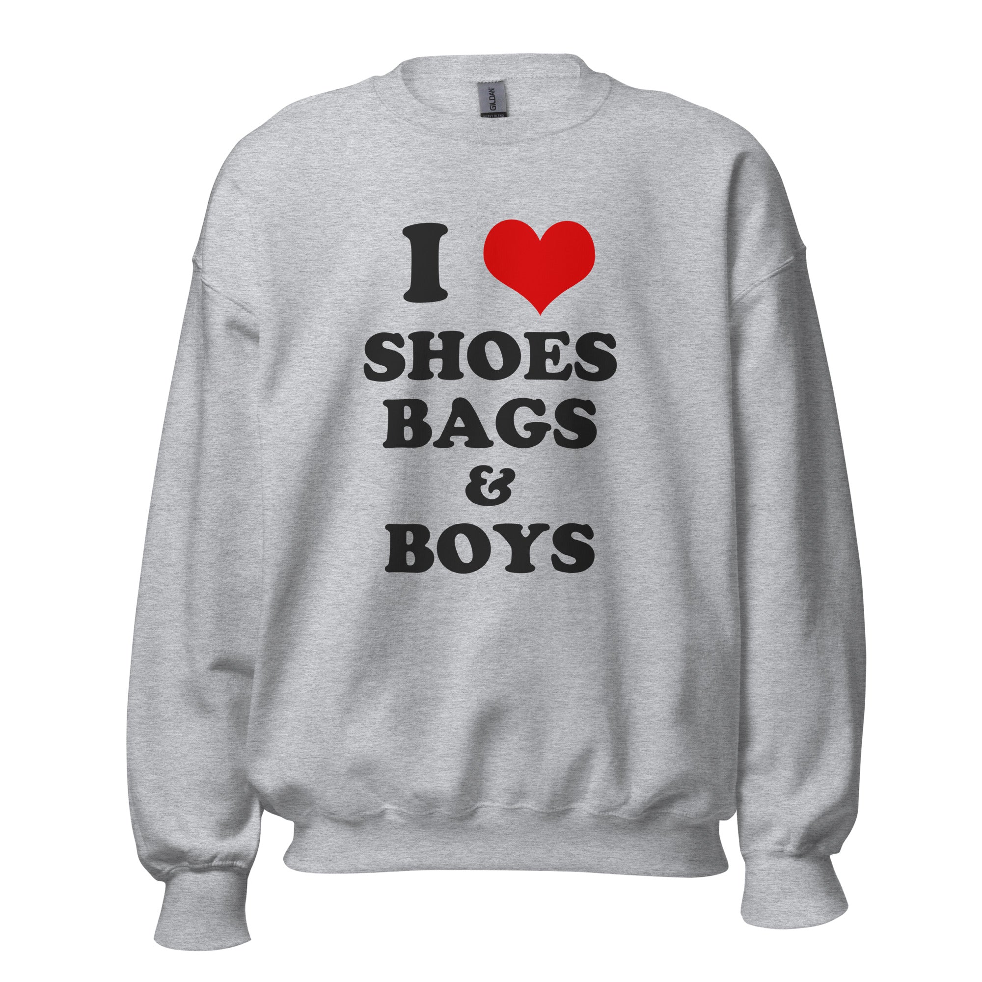 Women's Crew Neck Sweatshirt - I Love Shoes Bags and Boys - GRAPHIC T-SHIRTS