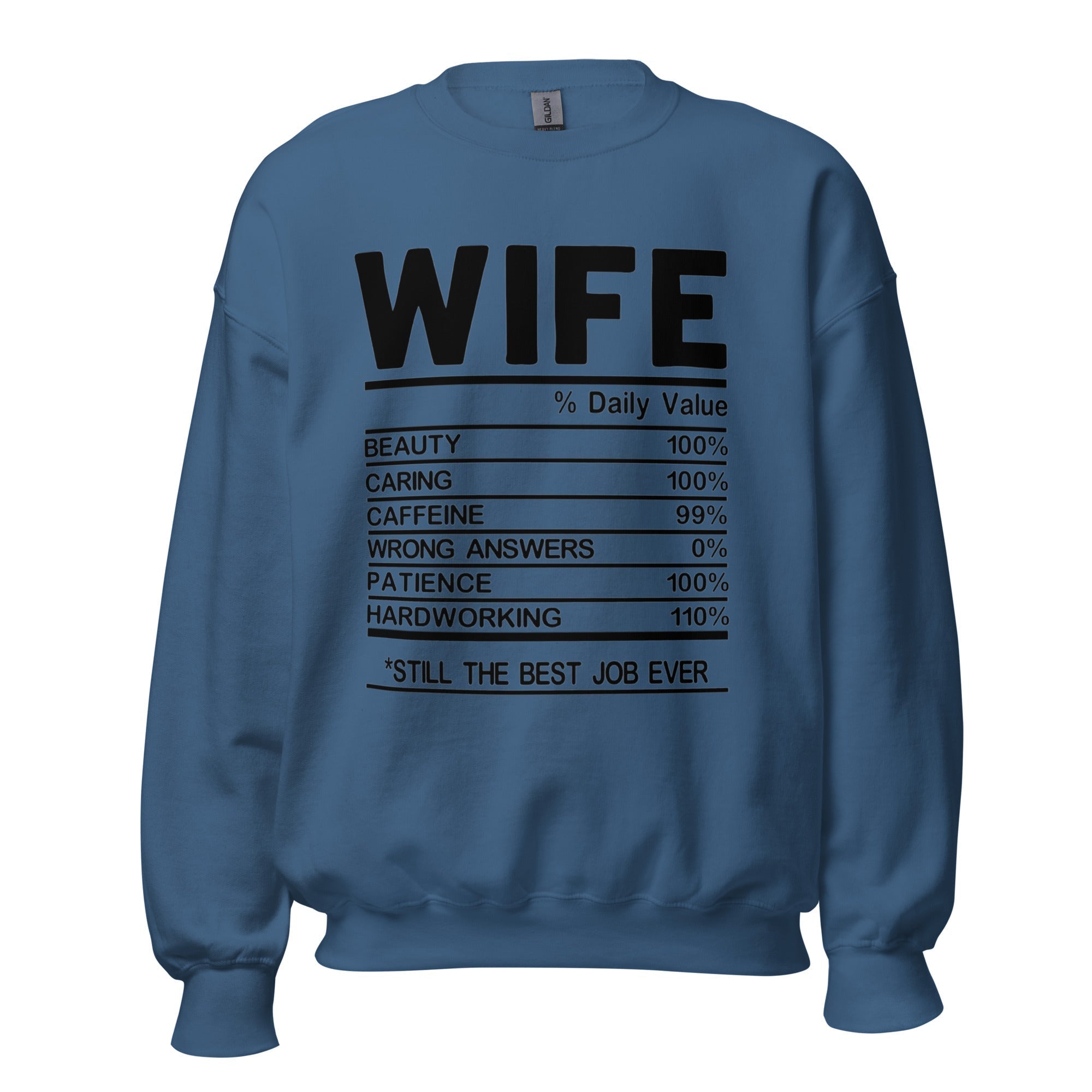 Women's Crew Neck Sweatshirt - Wife Still The Best Job Ever! - GRAPHIC T-SHIRTS