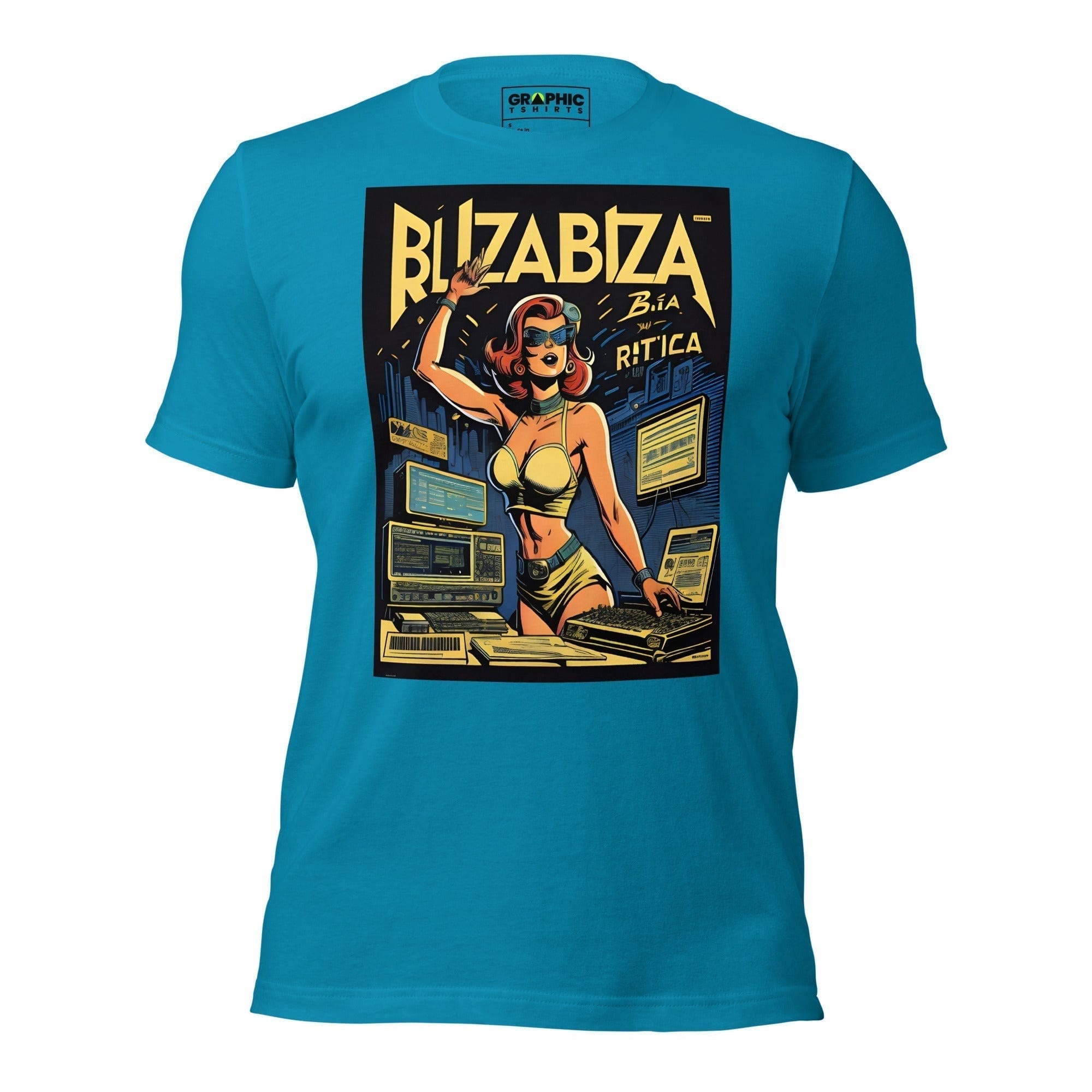 GRAPHIC T-SHIRTS Aqua / S Unisex Crew Neck T-Shirt - Ibiza Night Club Heroes Comic Series v.26