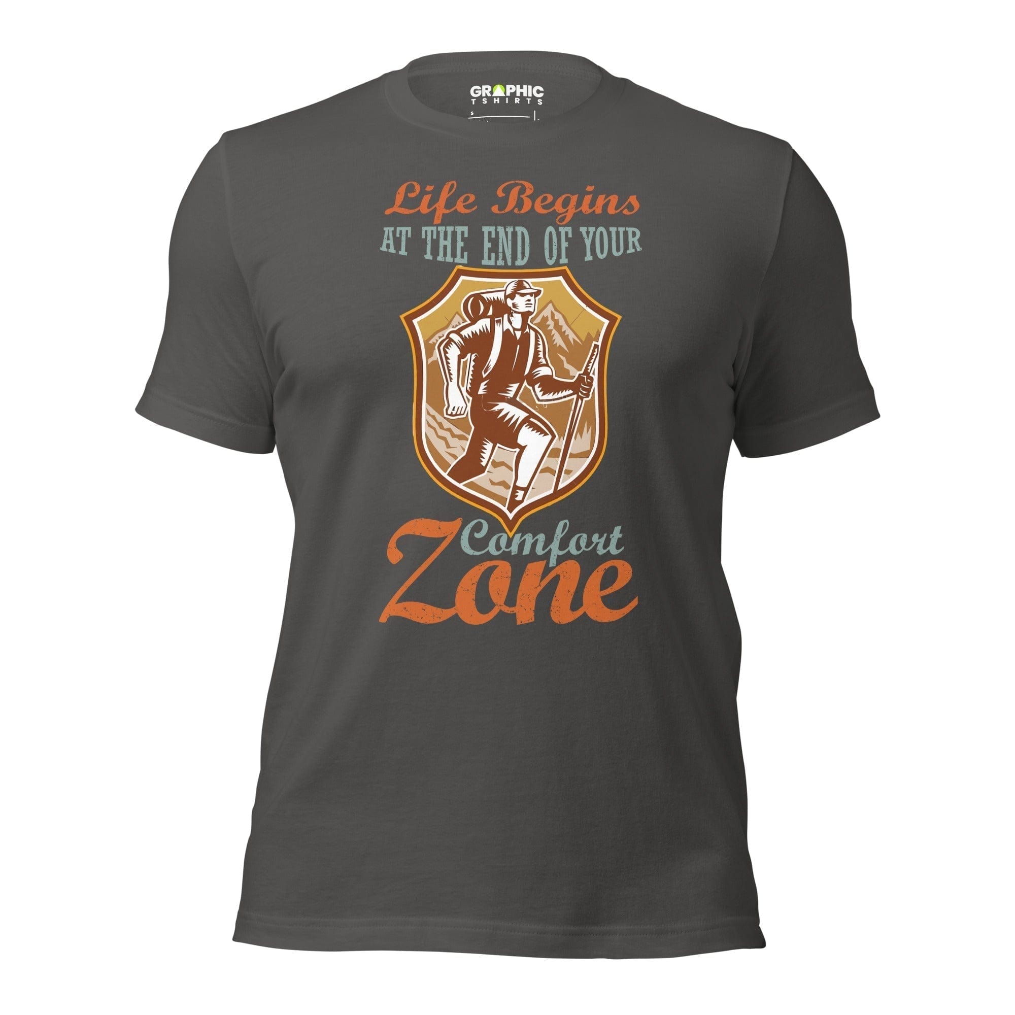 GRAPHIC T-SHIRTS Asphalt / S Unisex Staple T-Shirt - Life Begins At The End Of Your Comfort Zone