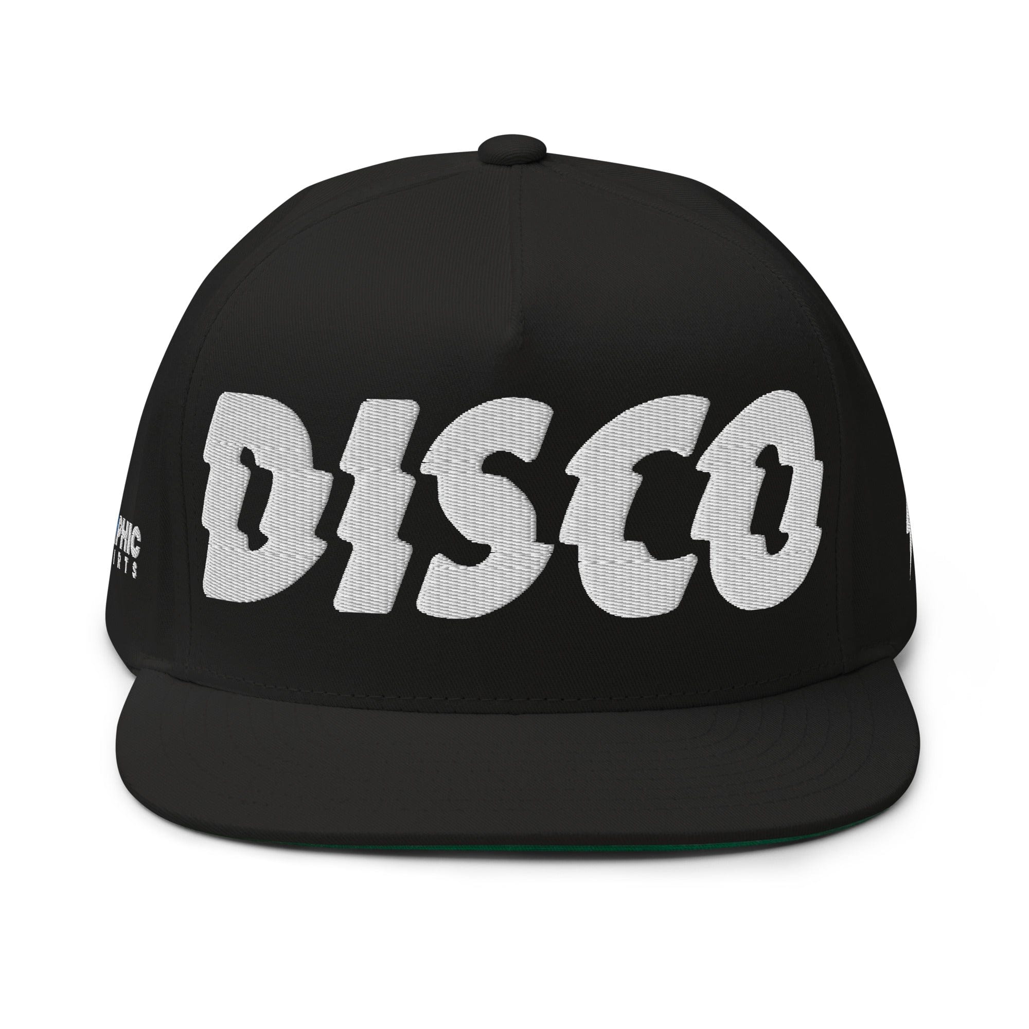 GRAPHIC T-SHIRTS Black Flat Bill Cap - DISCO