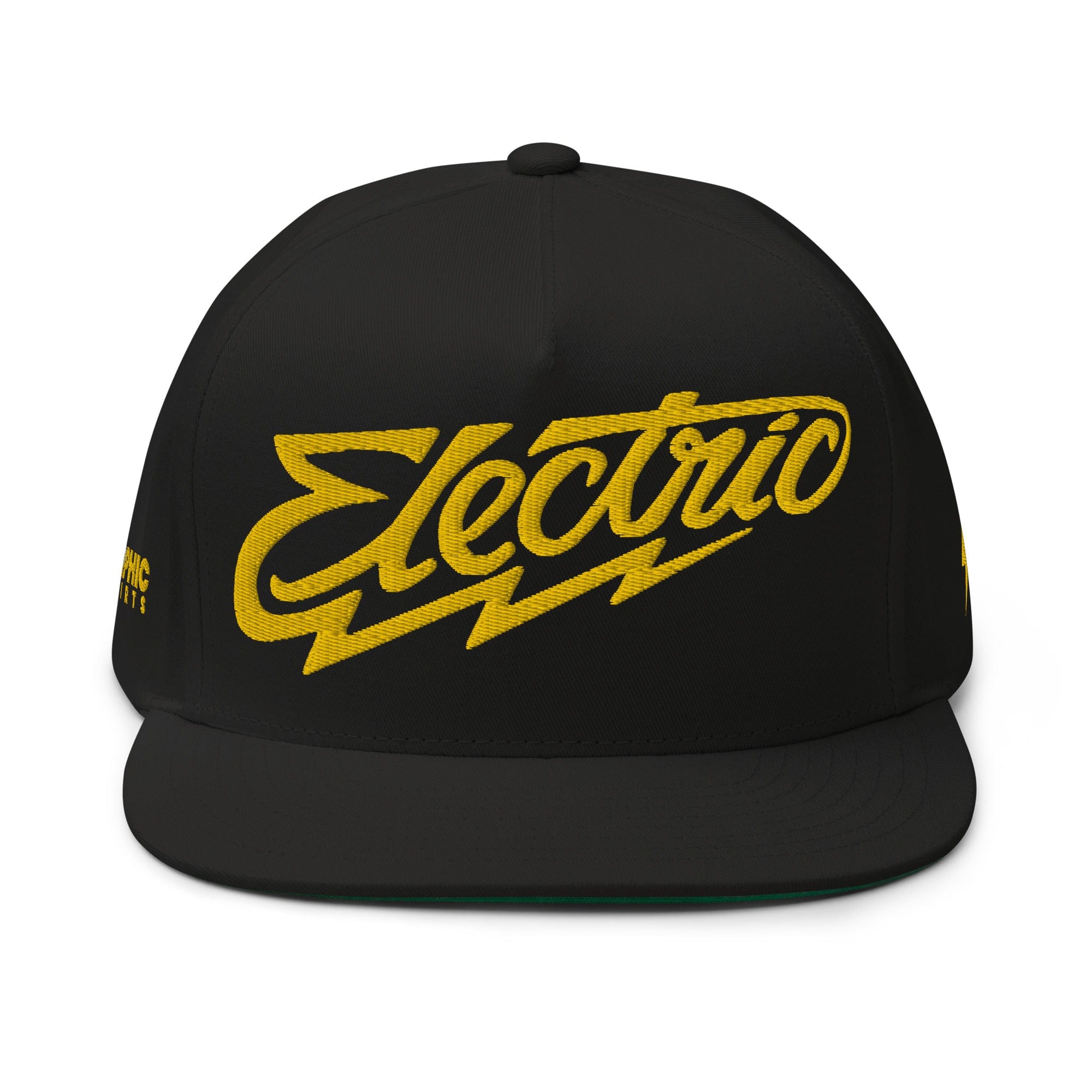 GRAPHIC T-SHIRTS Black Flat Bill Cap - Electric