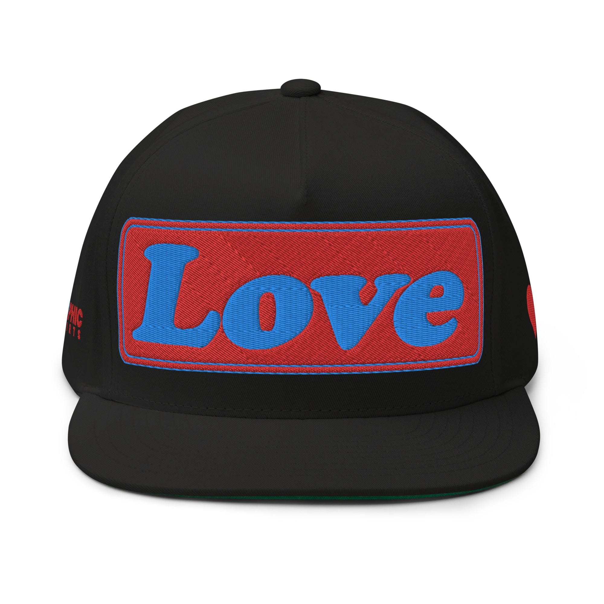 GRAPHIC T-SHIRTS Black Flat Bill Cap - LOVE