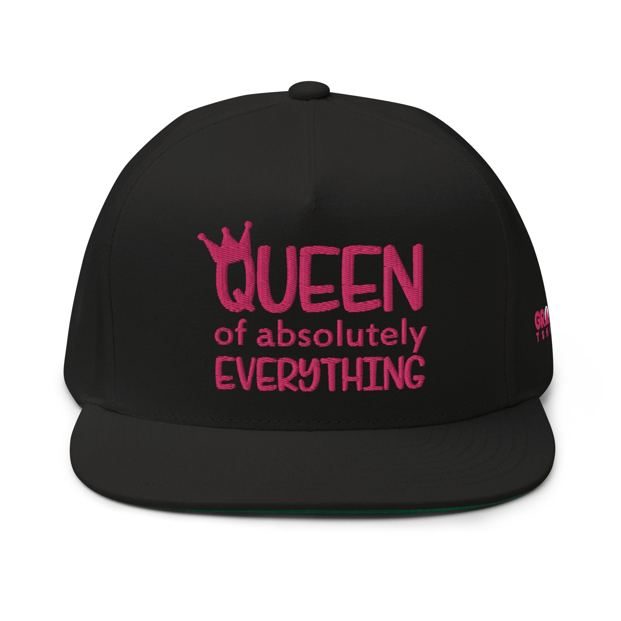 GRAPHIC T-SHIRTS Black Flat Bill Cap - Queen Of Absolutely Everything