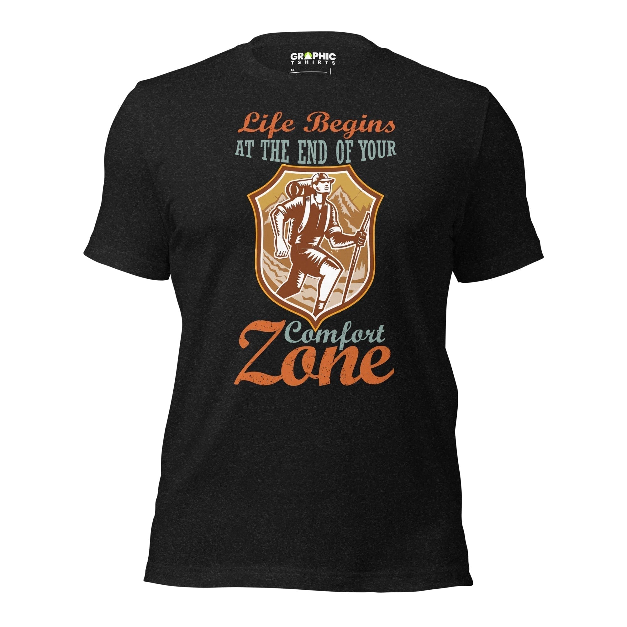 GRAPHIC T-SHIRTS Black Heather / XS Unisex Staple T-Shirt - Life Begins At The End Of Your Comfort Zone