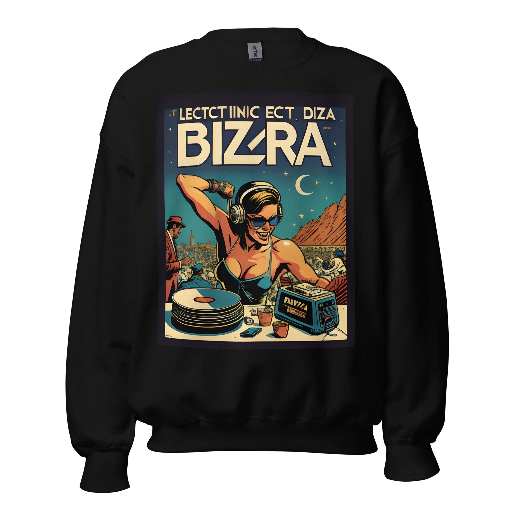 GRAPHIC T-SHIRTS Black / S Unisex Crew Neck Sweatshirt - Ibiza Night Club Heroes Comic Series v.17