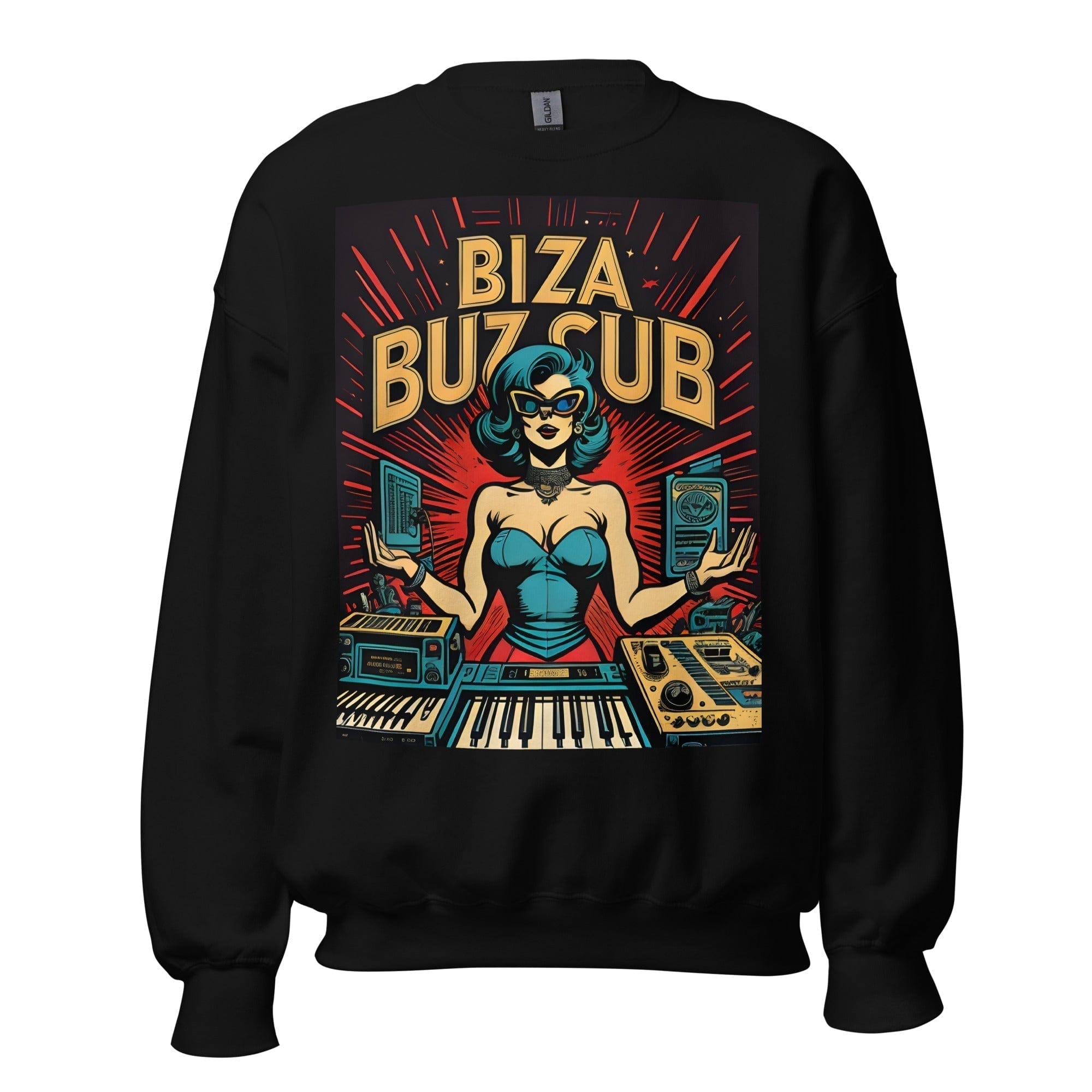 GRAPHIC T-SHIRTS Black / S Unisex Crew Neck Sweatshirt - Ibiza Night Club Heroes Comic Series v.21