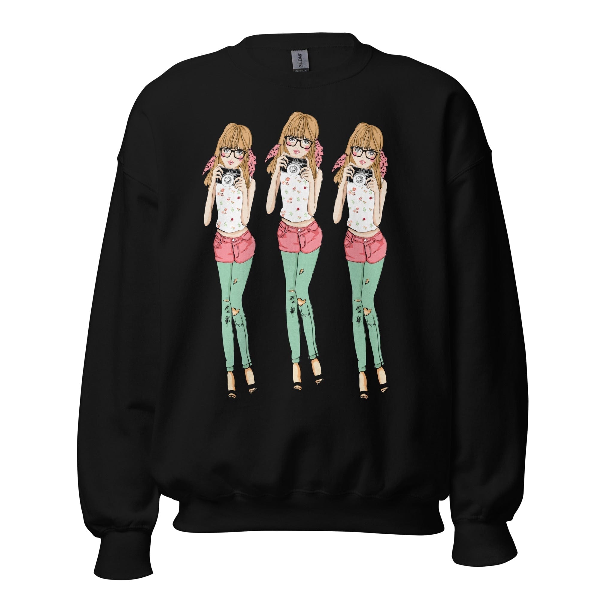 GRAPHIC T-SHIRTS Black / S Unisex Crew Neck Sweatshirt - Photographer Girl