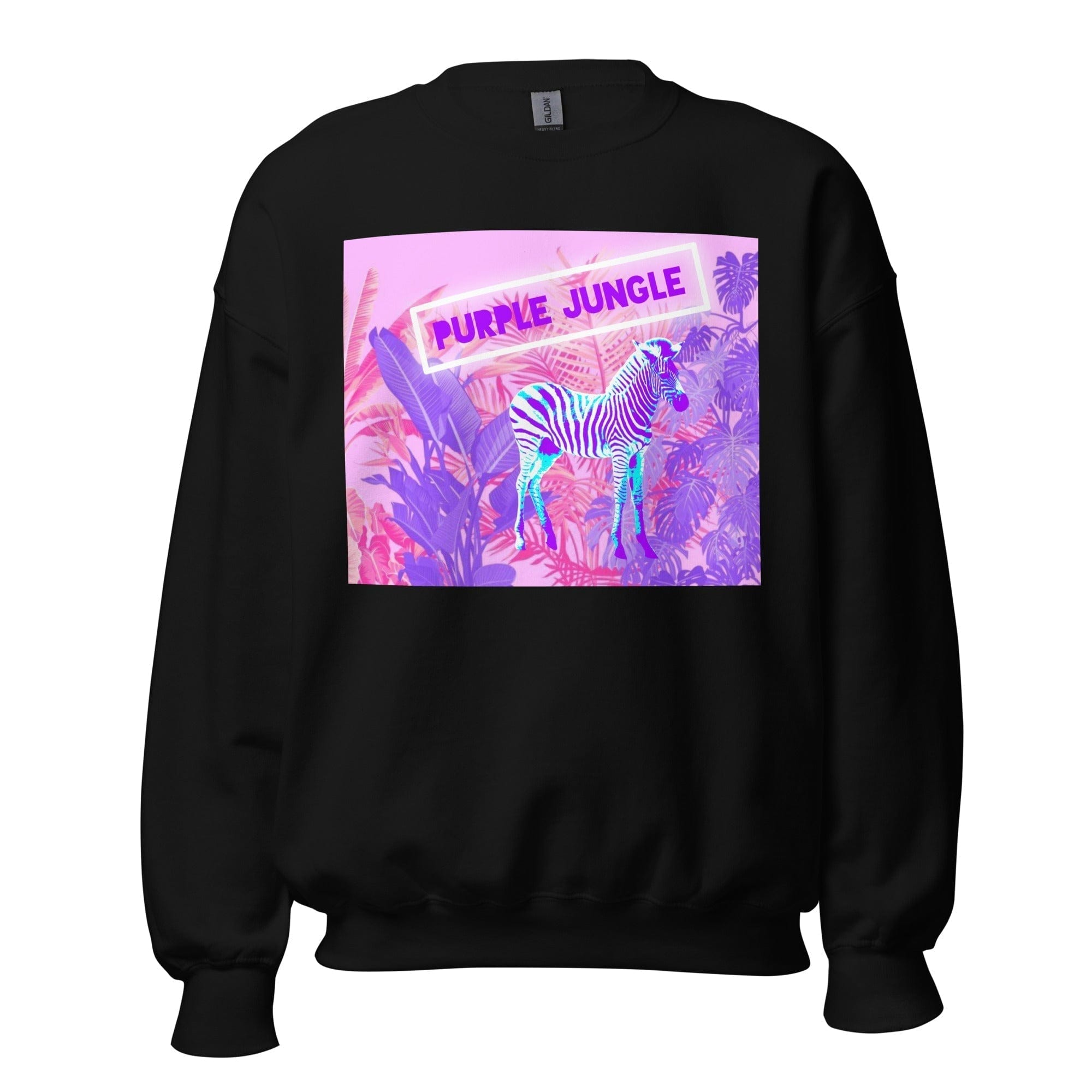 GRAPHIC T-SHIRTS Black / S Unisex Crew Neck Sweatshirt - Purple Jungle