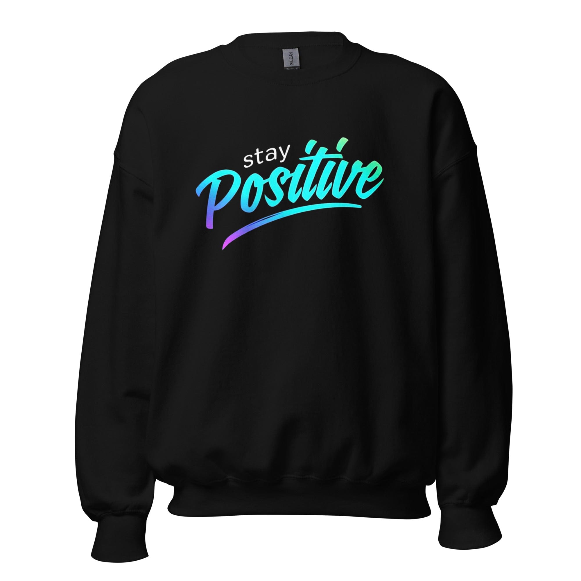 GRAPHIC T-SHIRTS Black / S Unisex Crew Neck Sweatshirt - Stay Positive