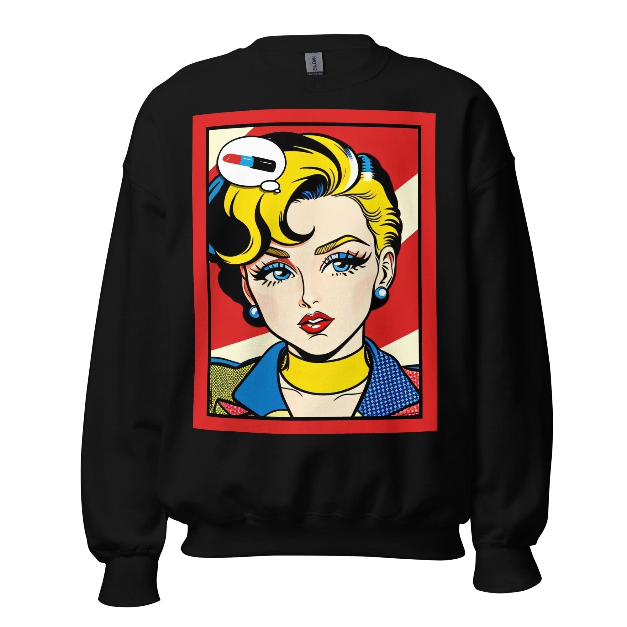 GRAPHIC T-SHIRTS Black / S Unisex Crew Neck Sweatshirt - Vintage American Comic Series v.42