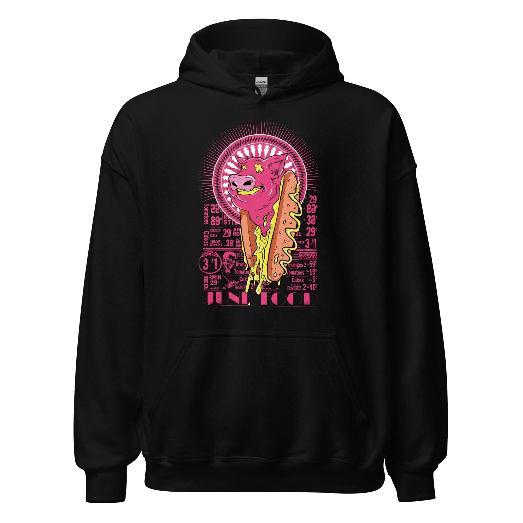 GRAPHIC T-SHIRTS Black / S Unisex Heavy Blend Hoodie - Pink Hot Dogs