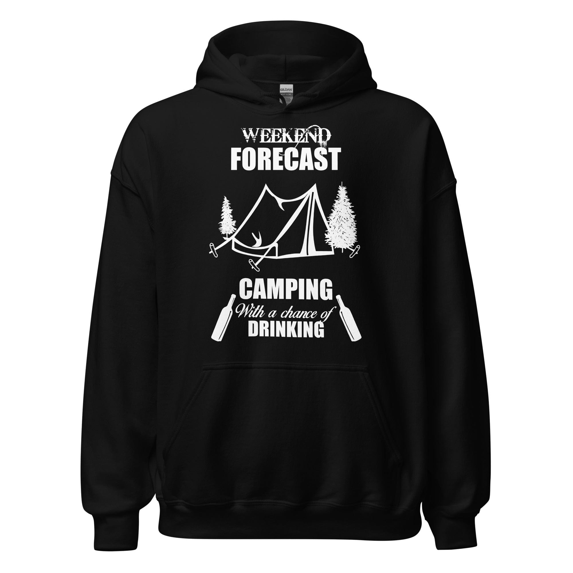 GRAPHIC T-SHIRTS Black / S Unisex Heavy Blend Hoodie - Weekend Forecast Camping With A Chance Of Drinking