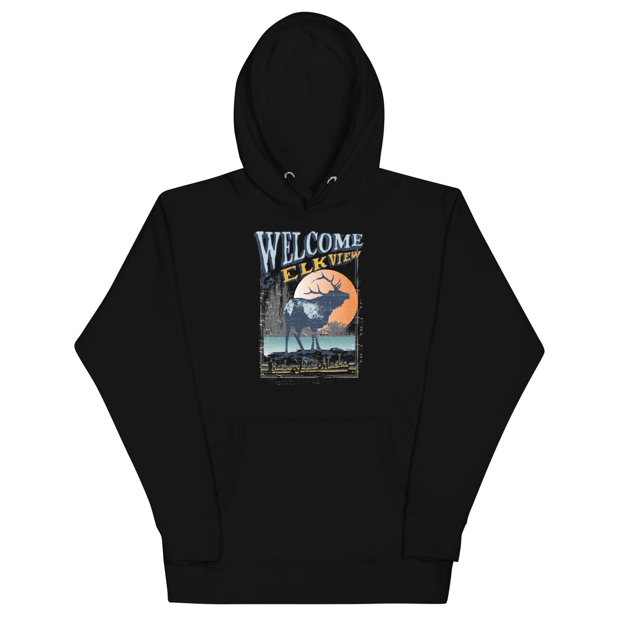 GRAPHIC T-SHIRTS Black / S Unisex Premium Hoodie - Cotton Heritage - Welcome To Elkview Raspberry Island Alaska