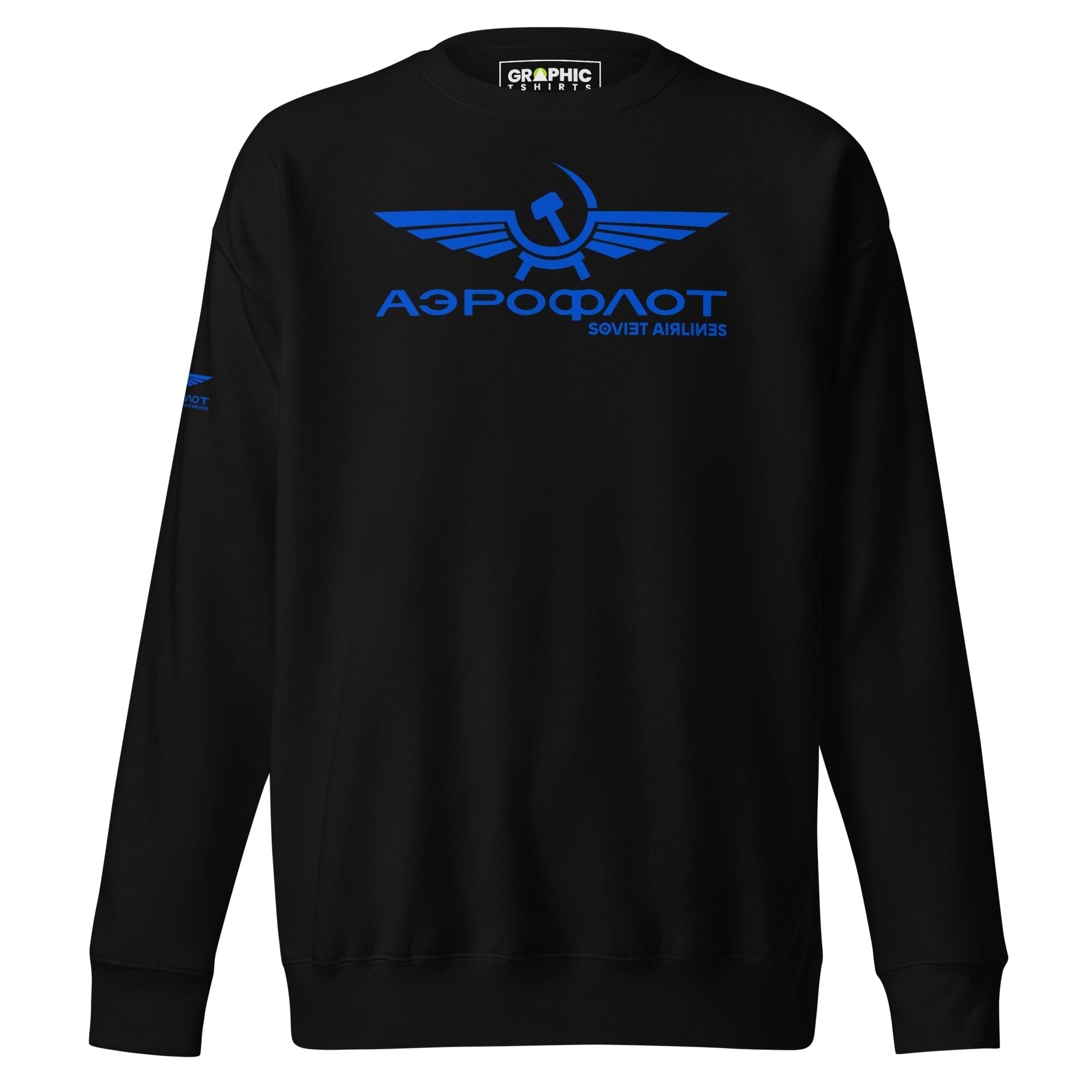 GRAPHIC T-SHIRTS Black / S Unisex Premium Sweatshirt - Aeroflot Soviet Airlines v.8