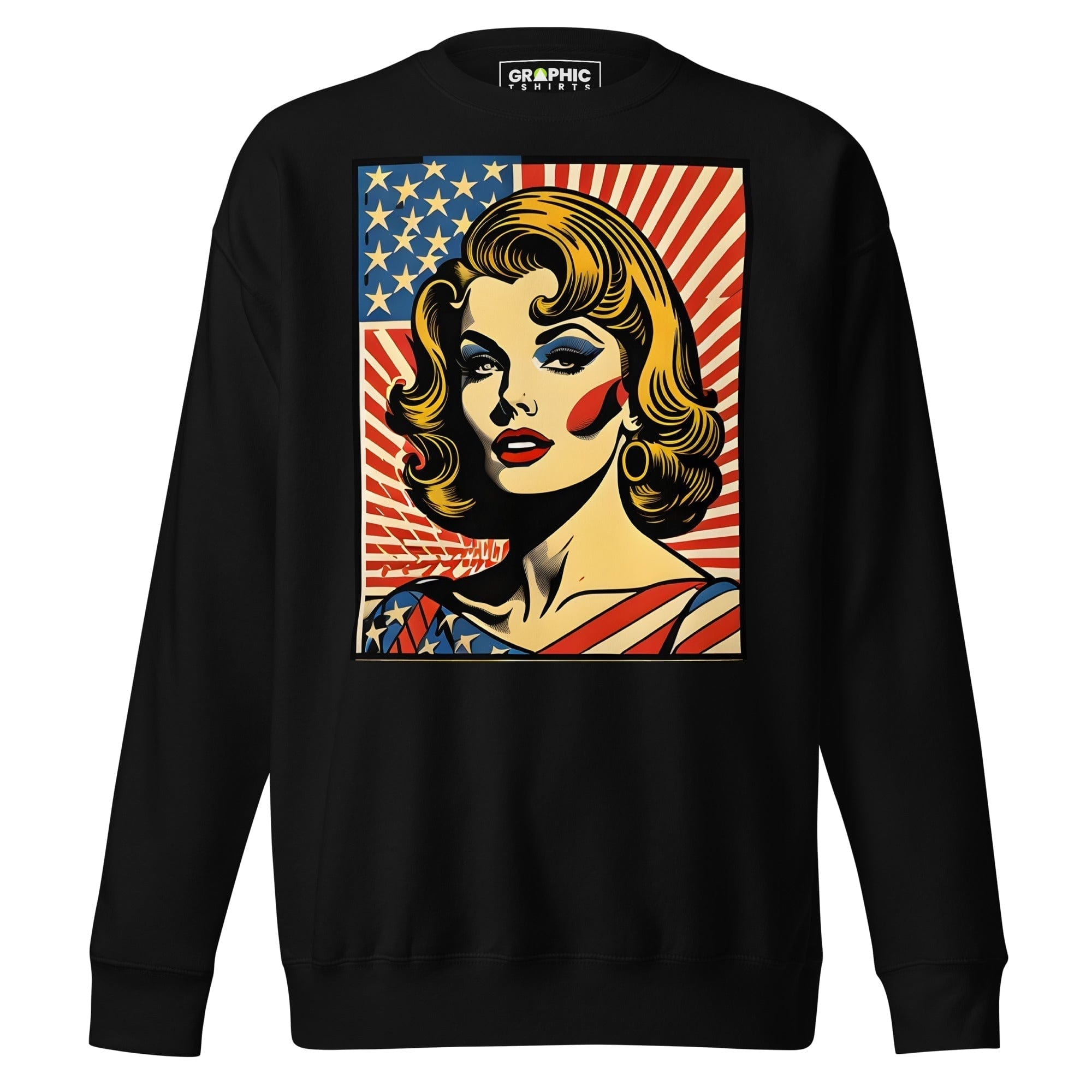 GRAPHIC T-SHIRTS Black / S Unisex Premium Sweatshirt - Americana Series v.16