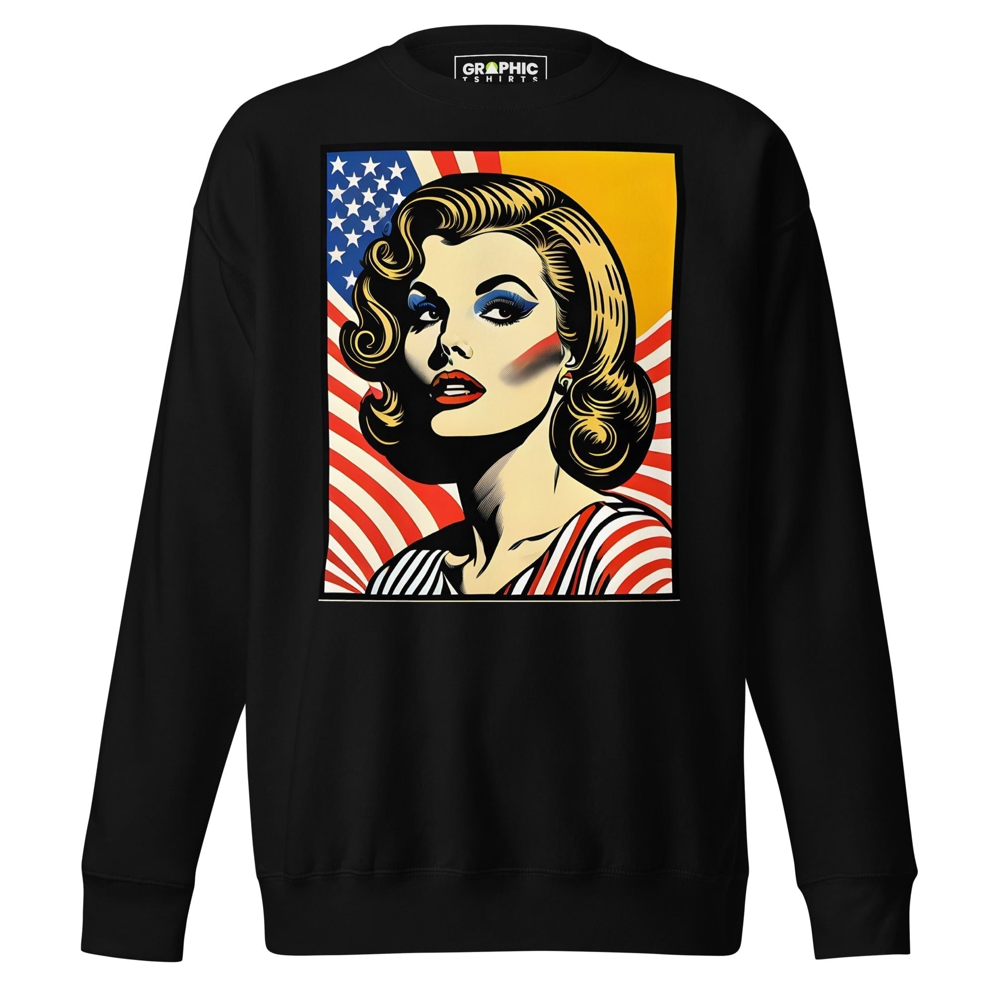 GRAPHIC T-SHIRTS Black / S Unisex Premium Sweatshirt - Americana Series v.17