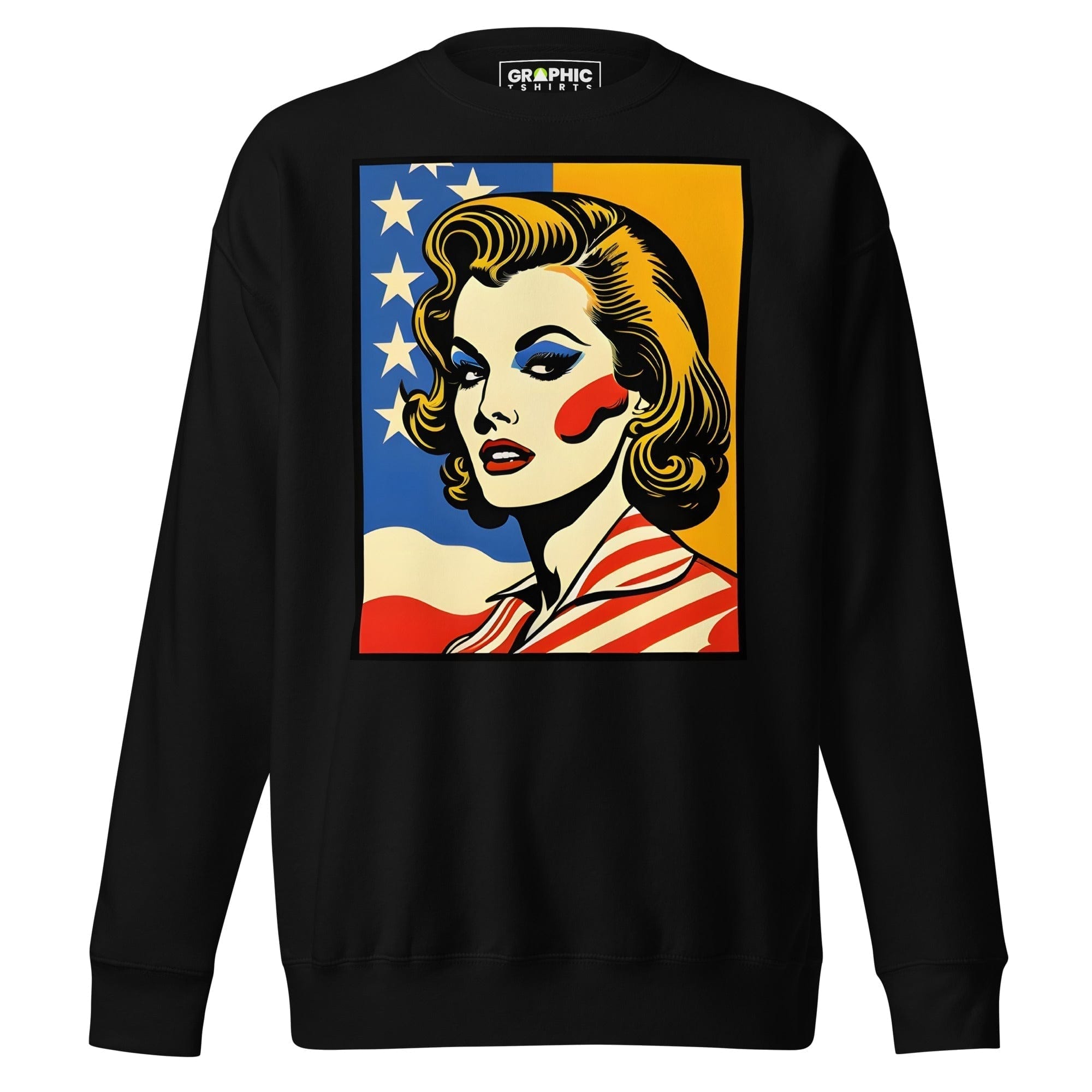 GRAPHIC T-SHIRTS Black / S Unisex Premium Sweatshirt - Americana Series v.35