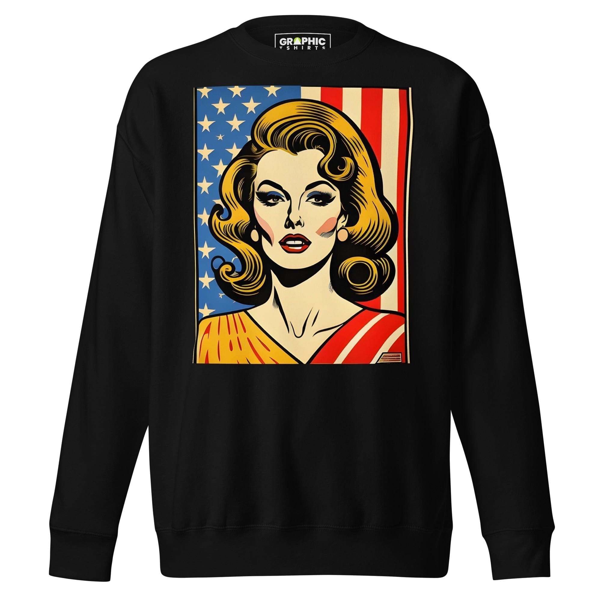 GRAPHIC T-SHIRTS Black / S Unisex Premium Sweatshirt - Americana Series v.36