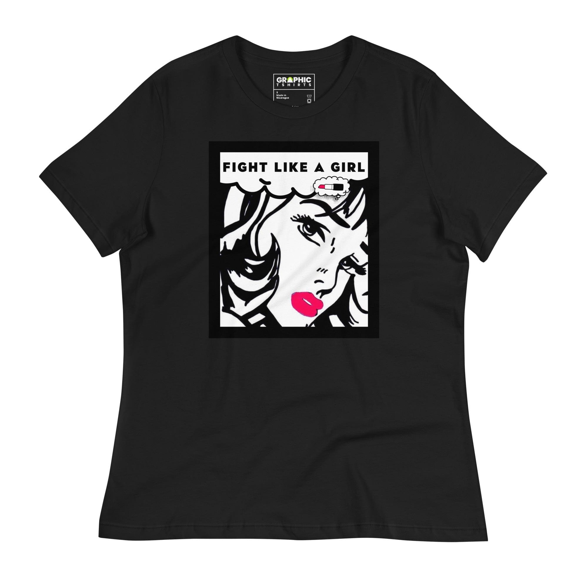 GRAPHIC T-SHIRTS Black / S Women's Relaxed T-Shirt - Fight Like A Girl Pop Art