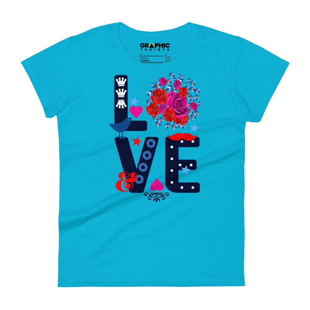 GRAPHIC T-SHIRTS Caribbean Blue / S Women's Fashion Fit T-Shirt - Love