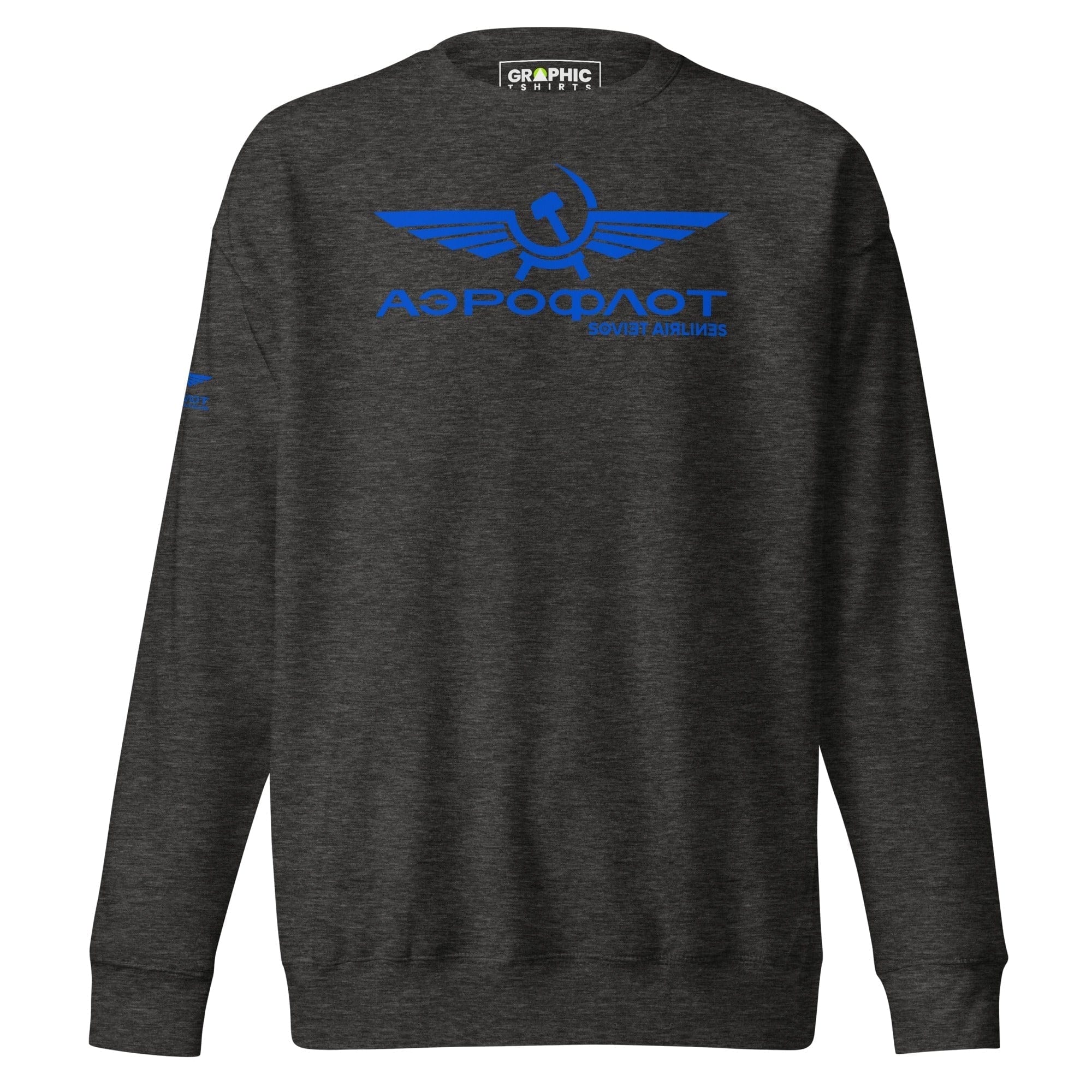 GRAPHIC T-SHIRTS Charcoal Heather / S Unisex Premium Sweatshirt - Aeroflot Soviet Airlines v.8