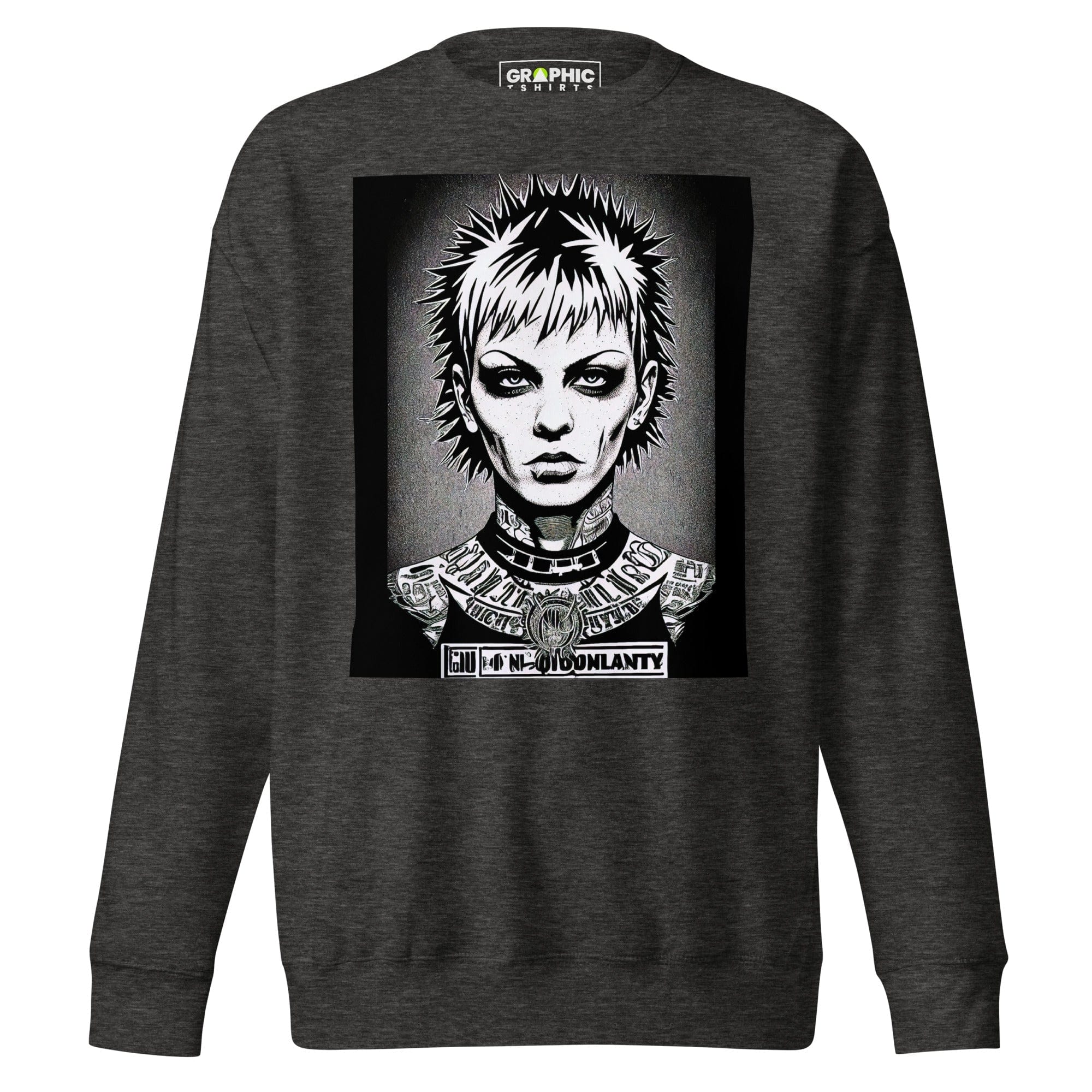 GRAPHIC T-SHIRTS Charcoal Heather / S Unisex Premium Sweatshirt - Femme Fatale Punk Rock